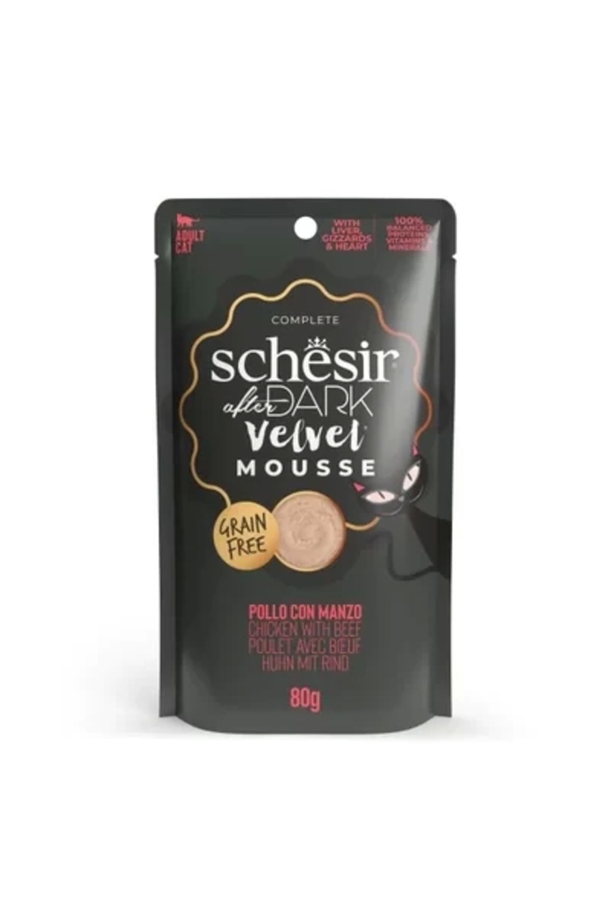 Schesir After Dark Velvet Mousse Tavuklu Ve Sığır Etli Yetişkin Kedi Yaş Maması 80 gr