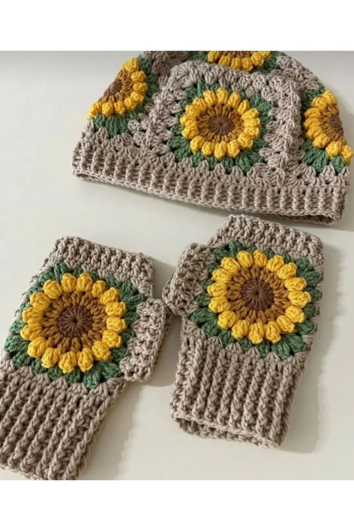 ThreadArtByNur Crochet Kadın Bere Eldiven Set, Kadın Bere, Kadın Eldiven ,Tığ İşi  Bere Eldiven Set