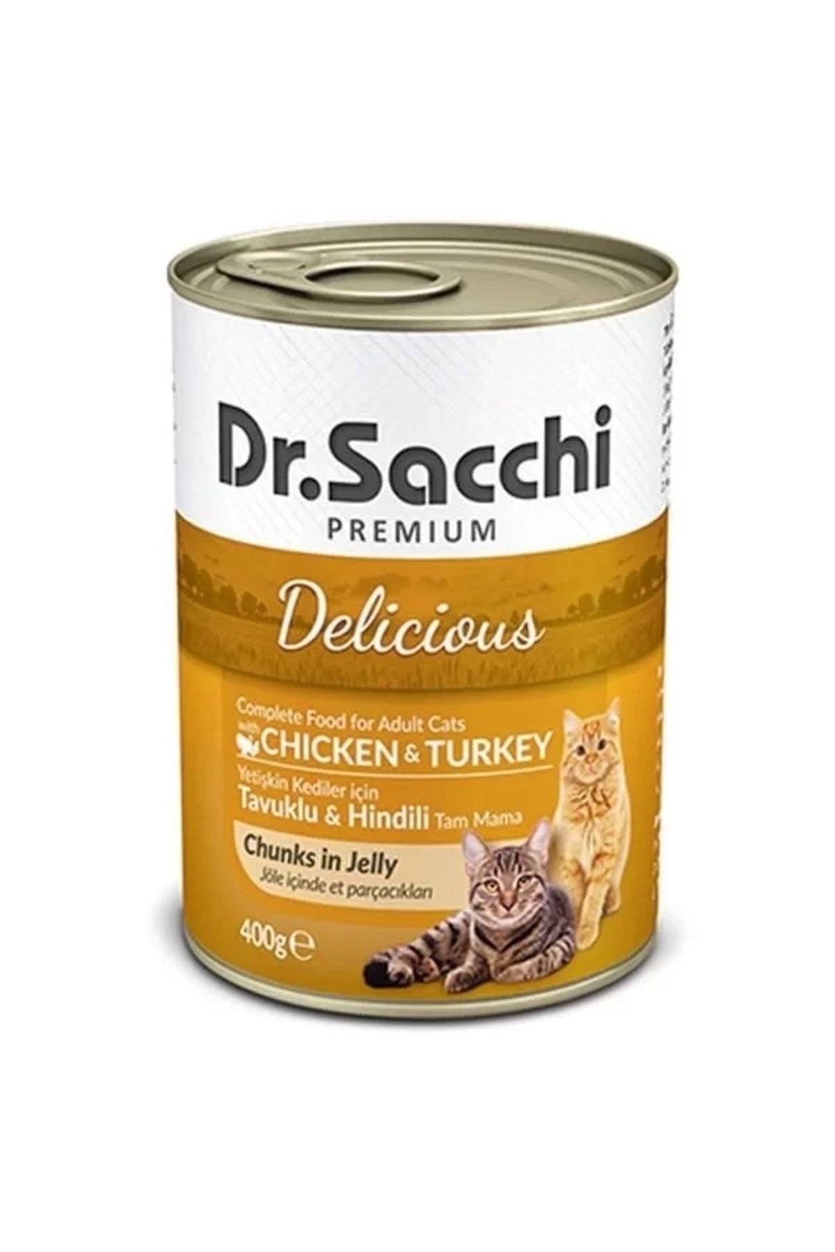 GLIMMERY Dr.Sacchi Tavuk ve Hindili Yetişkin Konserve Kedi Maması 400 Gr