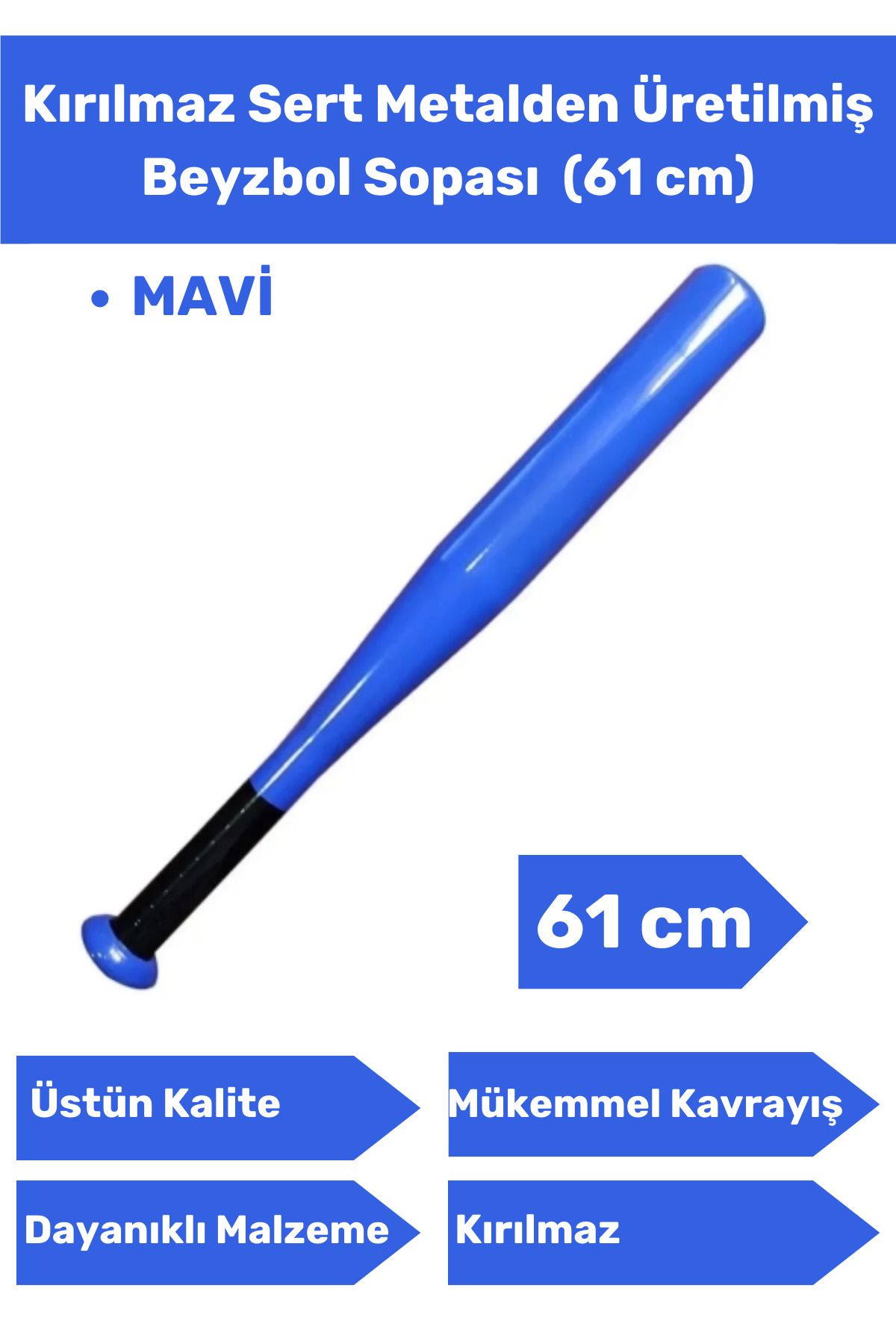chesstra Özel Seri Kırılmaz Dayanıklı Kaliteli Metal Baseboll Beyzbol Sopası 61 Cm