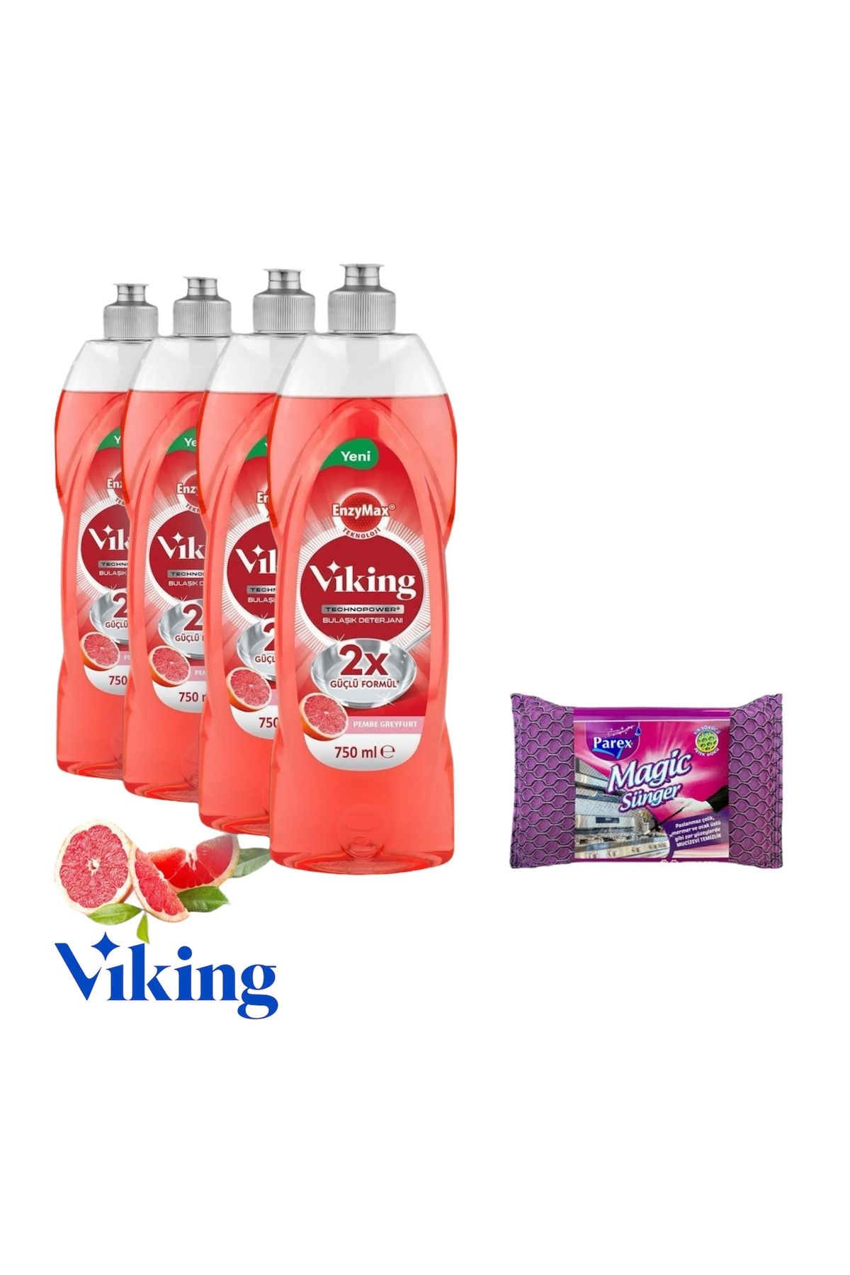 Viking Elde Bulaşık Yıkama Deterjanı Pembe Greyfurt 4 Adet