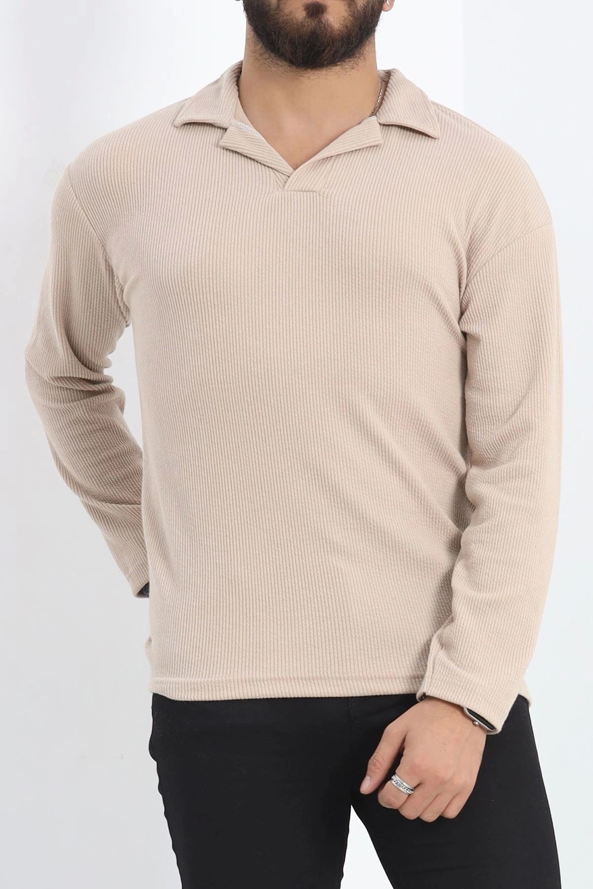 Modaymış Polo Yaka Uzun Kol Erkek Sweatshirt Taş - 20127.1874.