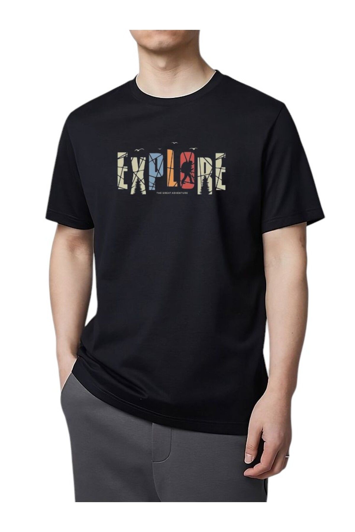 BLACKUMAY Explore Baskılı Oversize Beyaz T-shirt