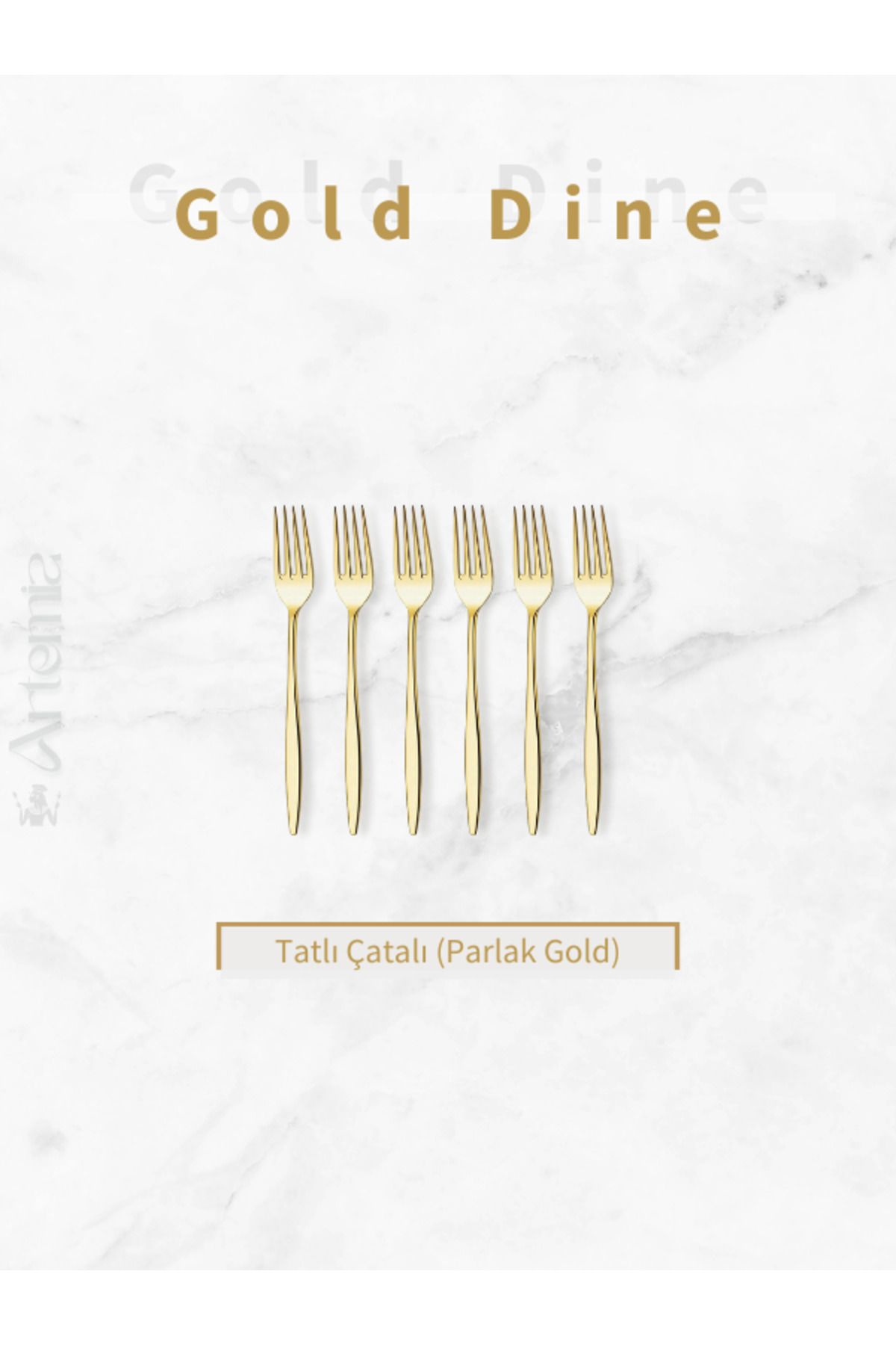 DMR LİFE Gold Dine Tatlı Çatalı 6 Adet