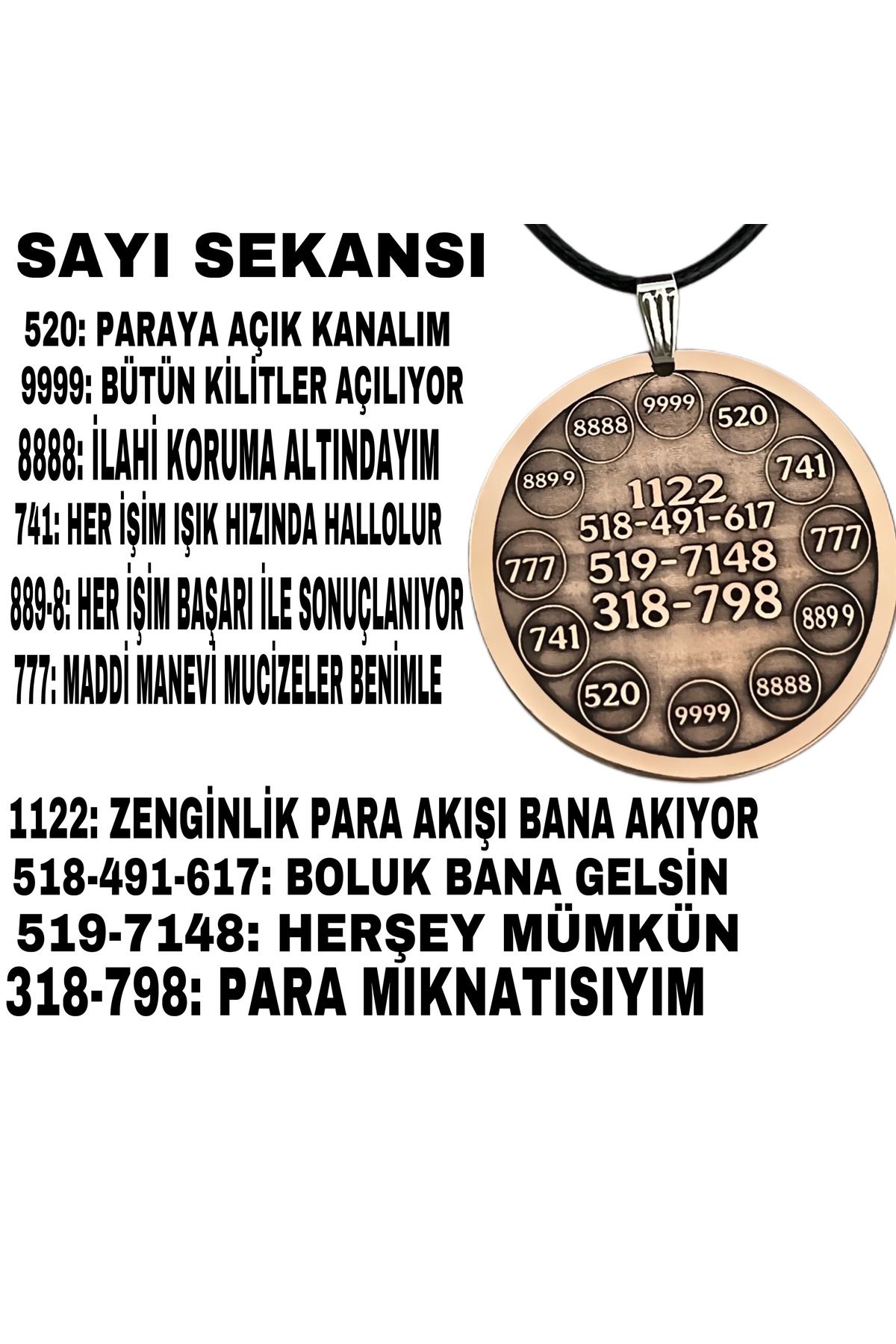 MerveninYaziAtolyesi Sayı Sekanslı Bakır Kolye