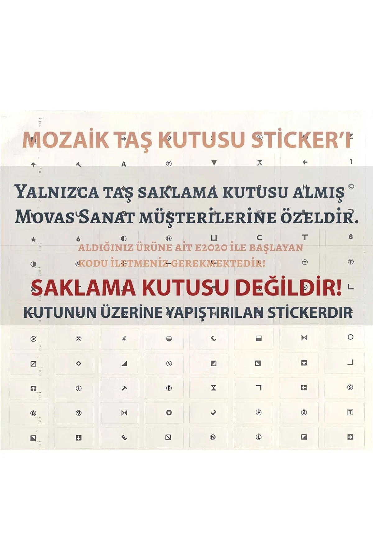 Movas Sanat Sticker (kod belirtilmemesi  halinde boş,baskısız sticker gönderilmektedir.)| E2020ak29