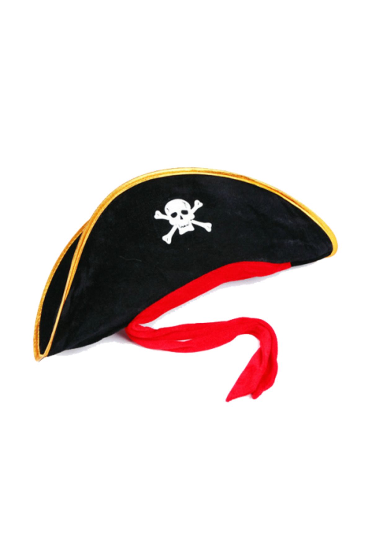 mikudesign Yetişkin Boy Kadife Jack Sparrow Denizci Kaptan Jack Korsan Şapkası 50X20 CM