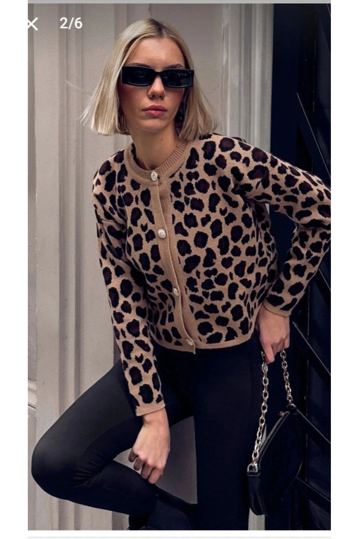 Butik Leopar Desenli Hırka