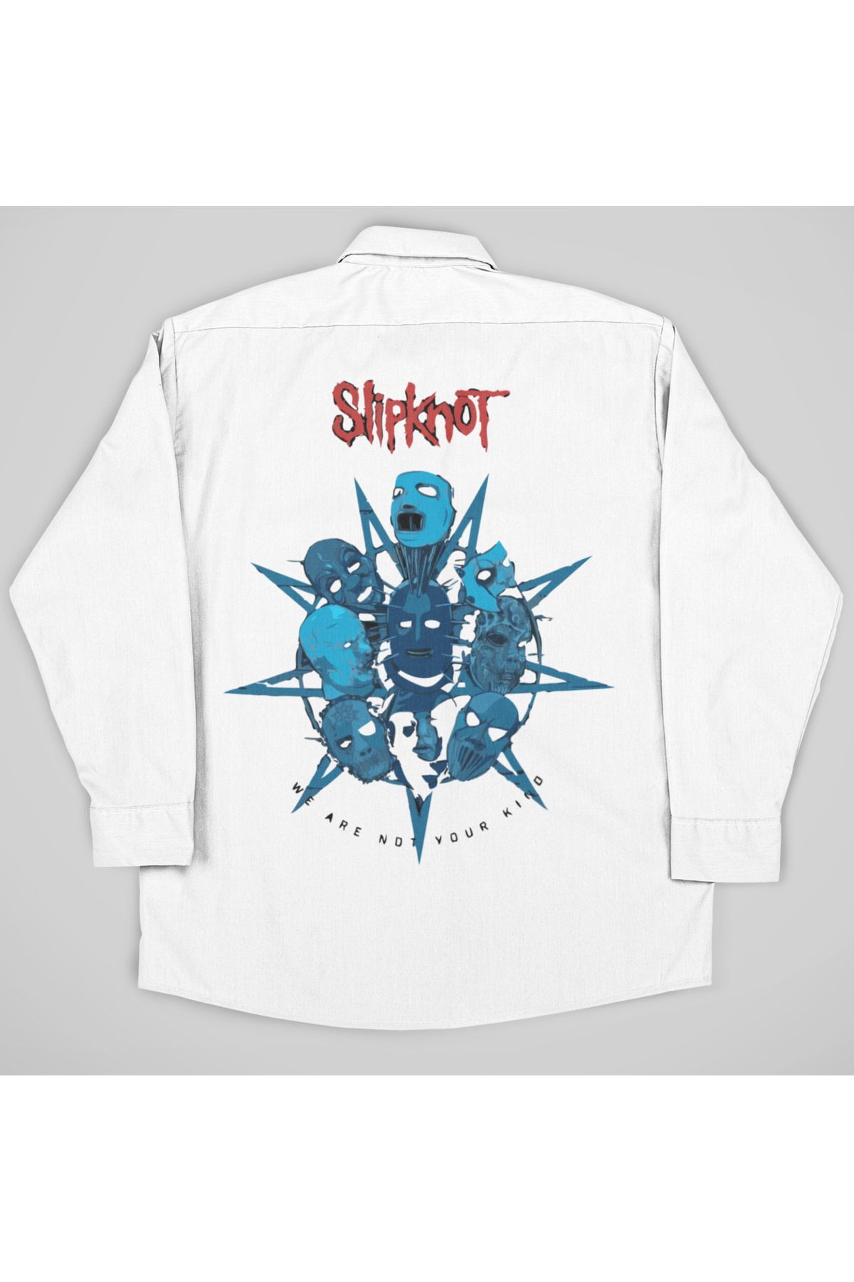 SEVBANO Slipknot Müzik Grubu Baskılı Unisex Rock Metal Cepli Gömlek