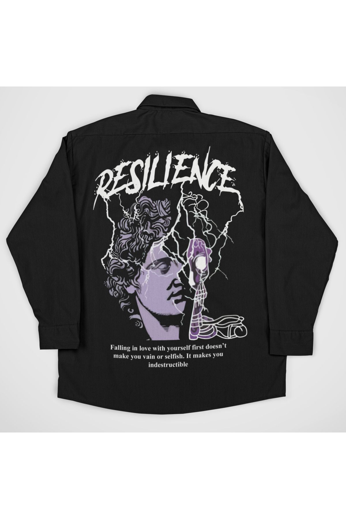 SEVBANO Resilience Yazılı Unisex Tasarım Baskılı Cepli Gömlek