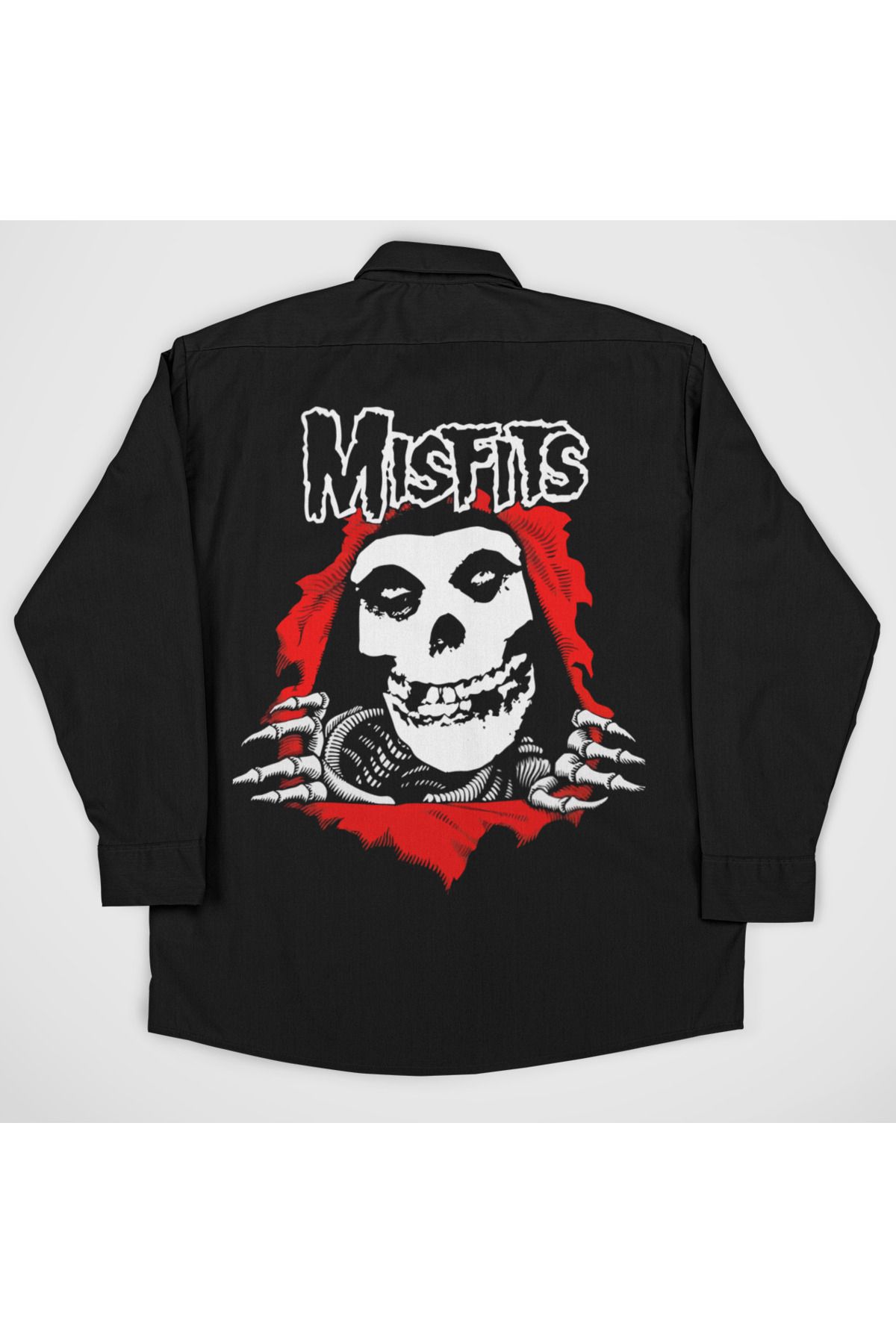 SEVBANO Misfits Müzik Grubu Baskılı Unisex Rock Metal Cepli Gömlek