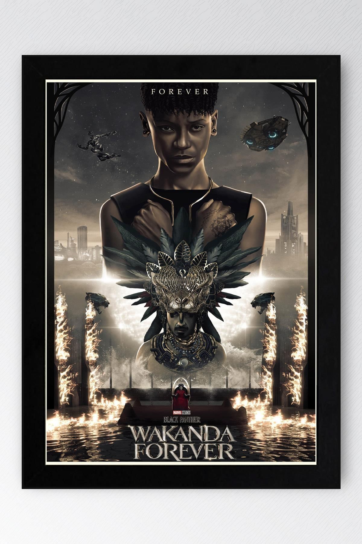 Saturn Black Panther Çerçeveli Tablo - Wakanda Forever Poster Tablo