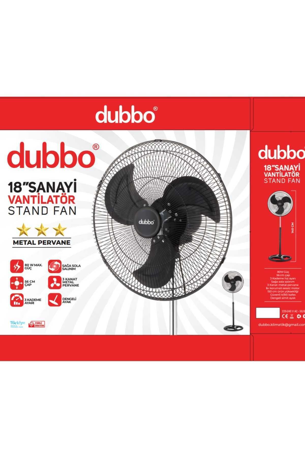 dubbo 18 inç Sanayi tipi 80 watt metal Vantilatör