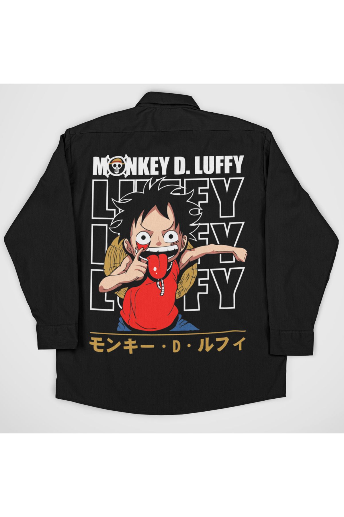 SEVBANO Monkey D. Luffy Baskılı Unisex Anime Karakter Cepli Gömlek