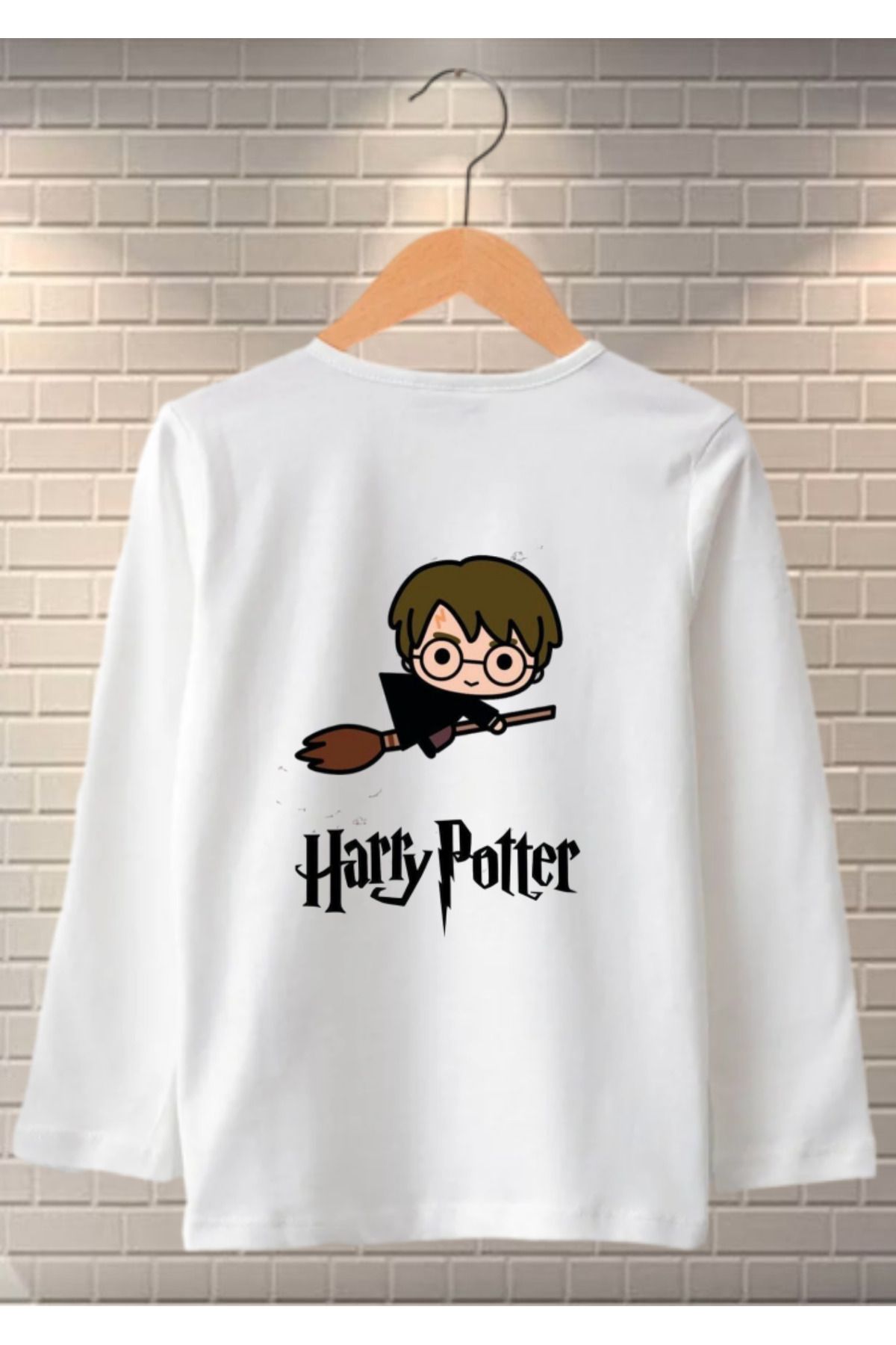 RYO FASHİON HARRY POTTER Uzun Kol Çocuk Tişört Beyaz Unisex Kesim