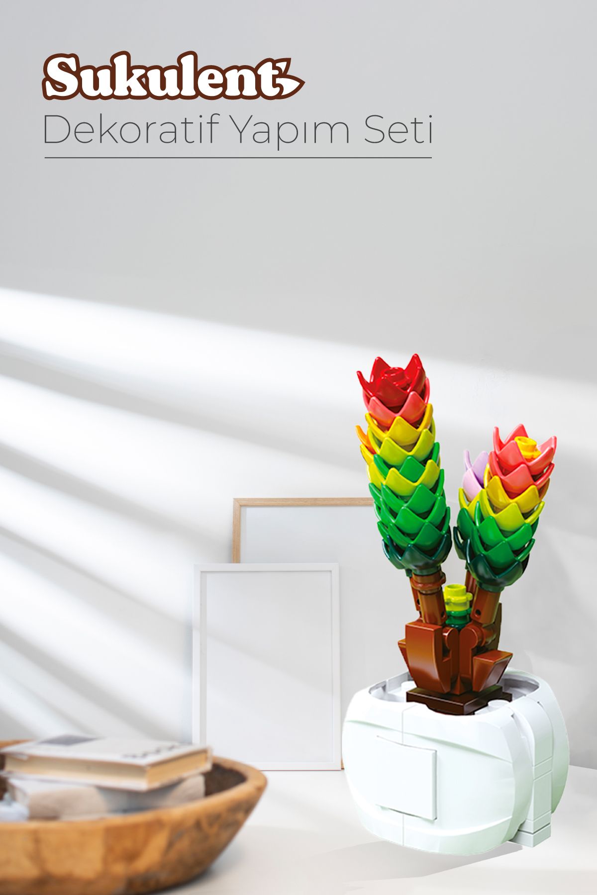 SmartFox-Iconic Decorative, Collectible and Displayable Block Succulent Flower Model Making Set 6
