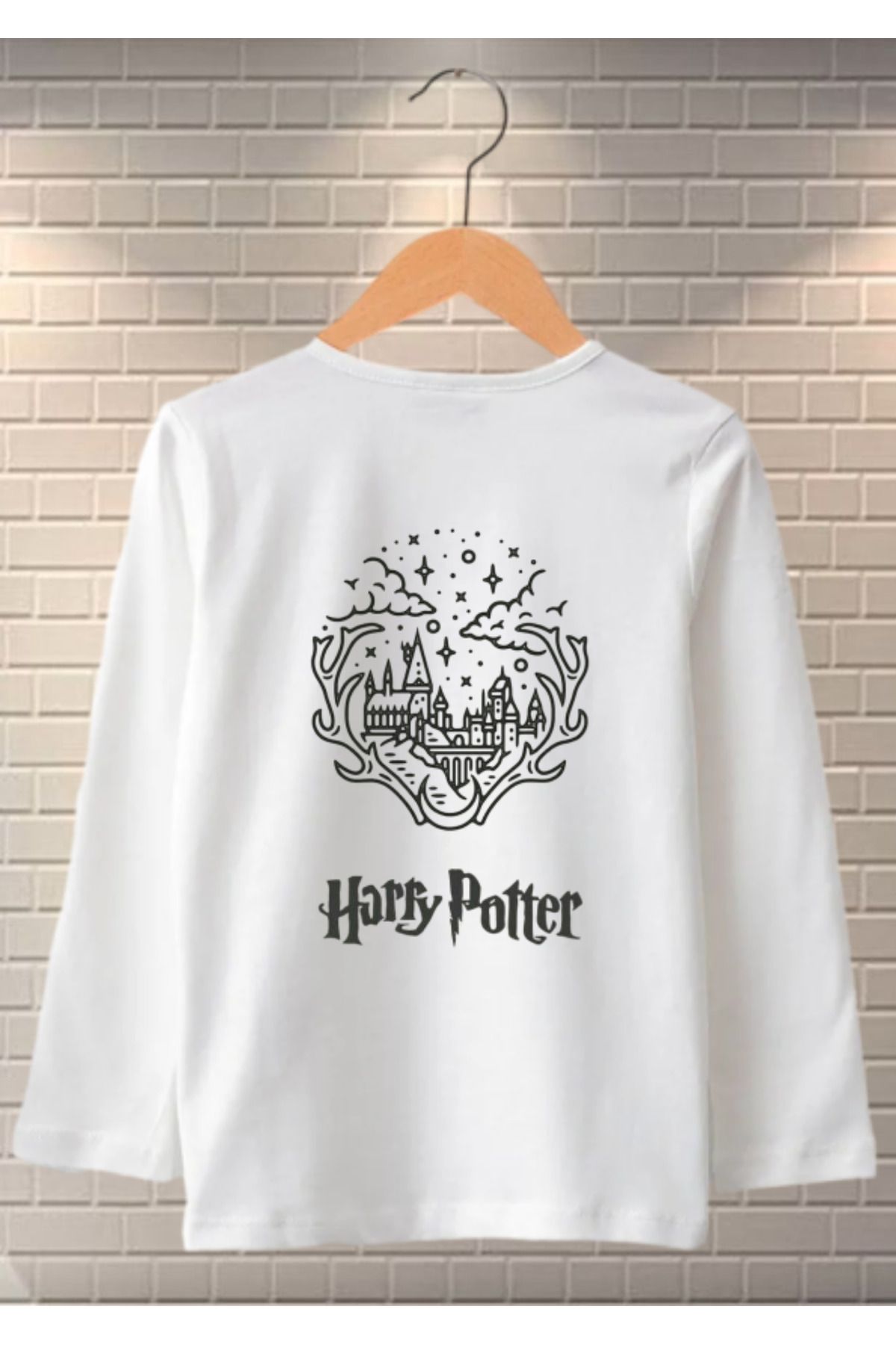 RYO FASHİON HARRY POTTER Uzun Kol Çocuk Tişört Beyaz Unisex Kesim