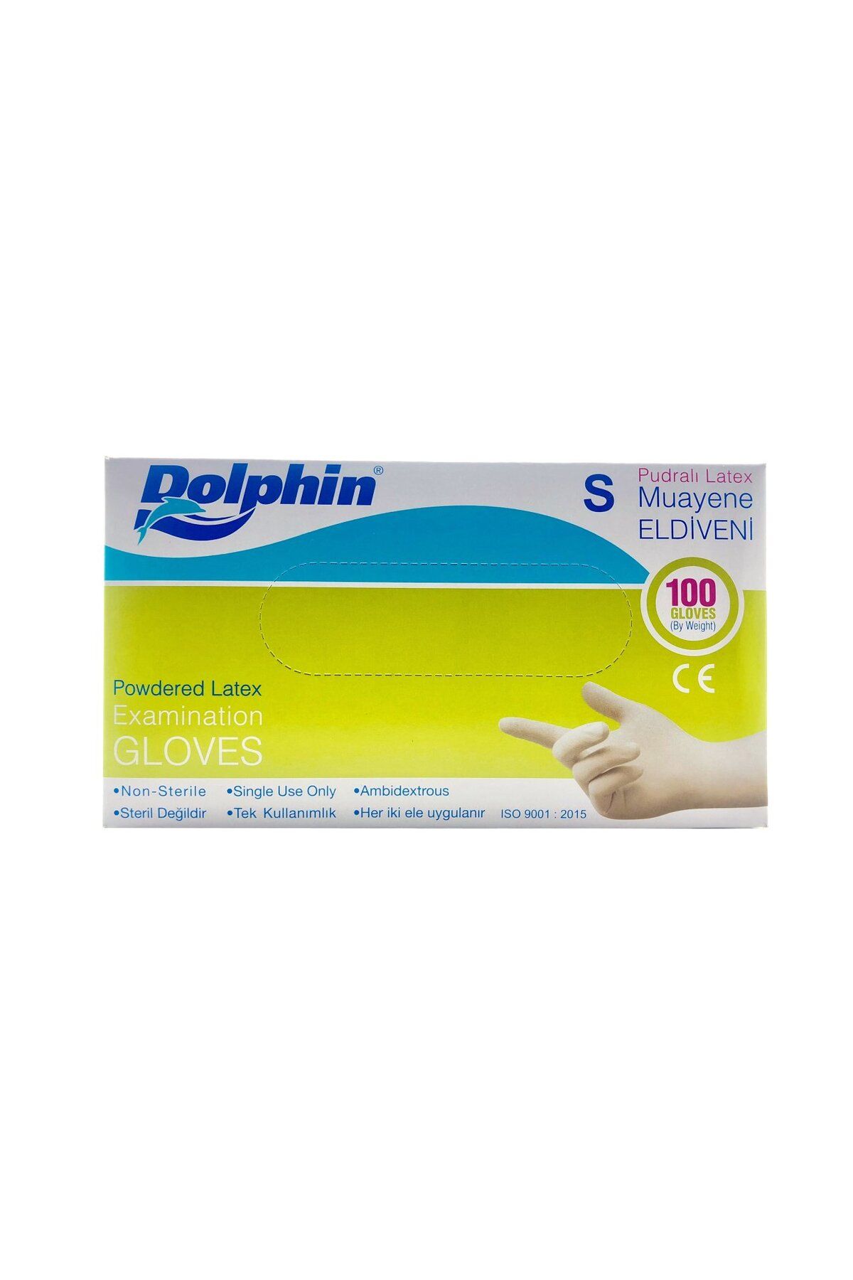 Dolphin-Mănuși de examinare mici (S) pudrate albe din latex de unică folosință - 5 pachete de 100 2