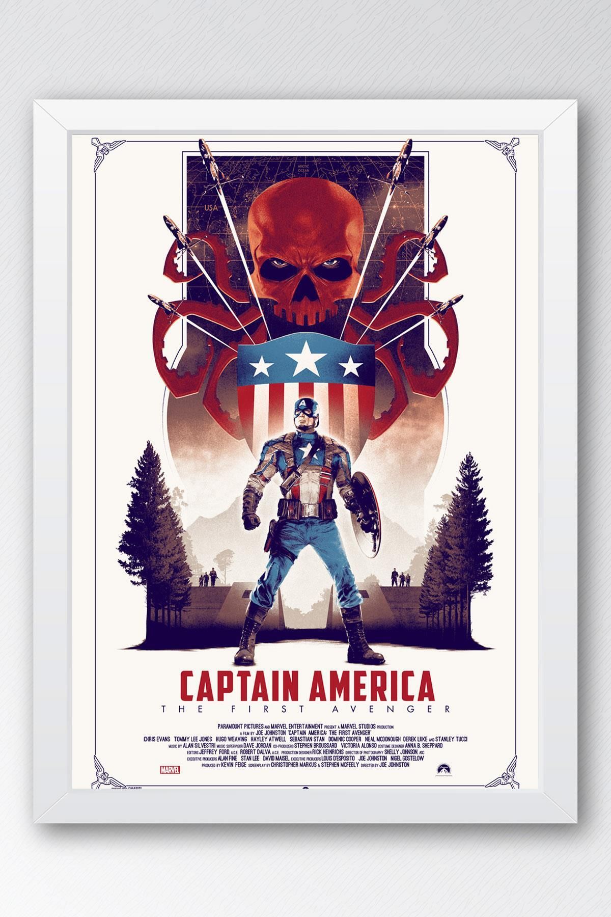 Saturn Captain America Çerçeveli Tablo - Kaptan Amerika Marvel Poster Tablo