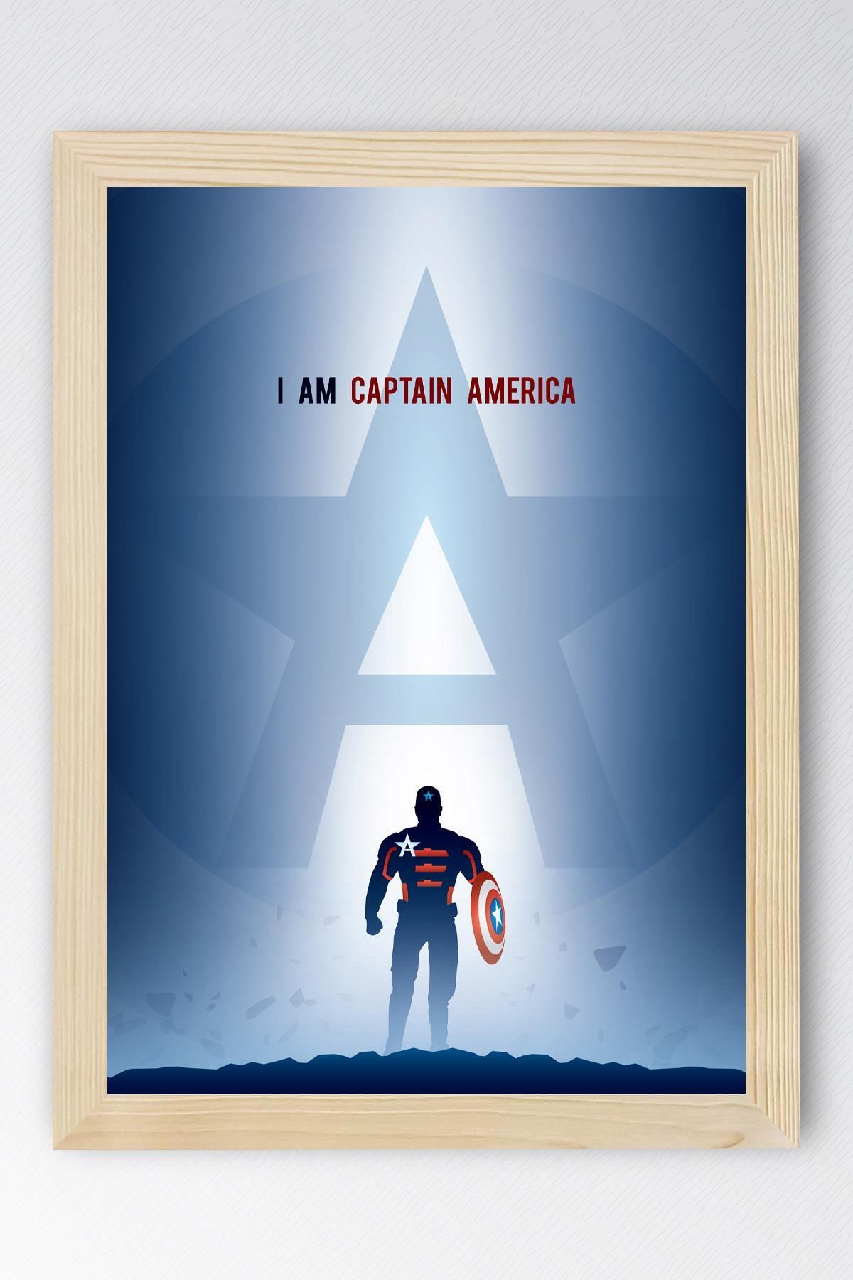 Saturn Captain America Çerçeveli Tablo - Kaptan Amerika Marvel Poster Tablo