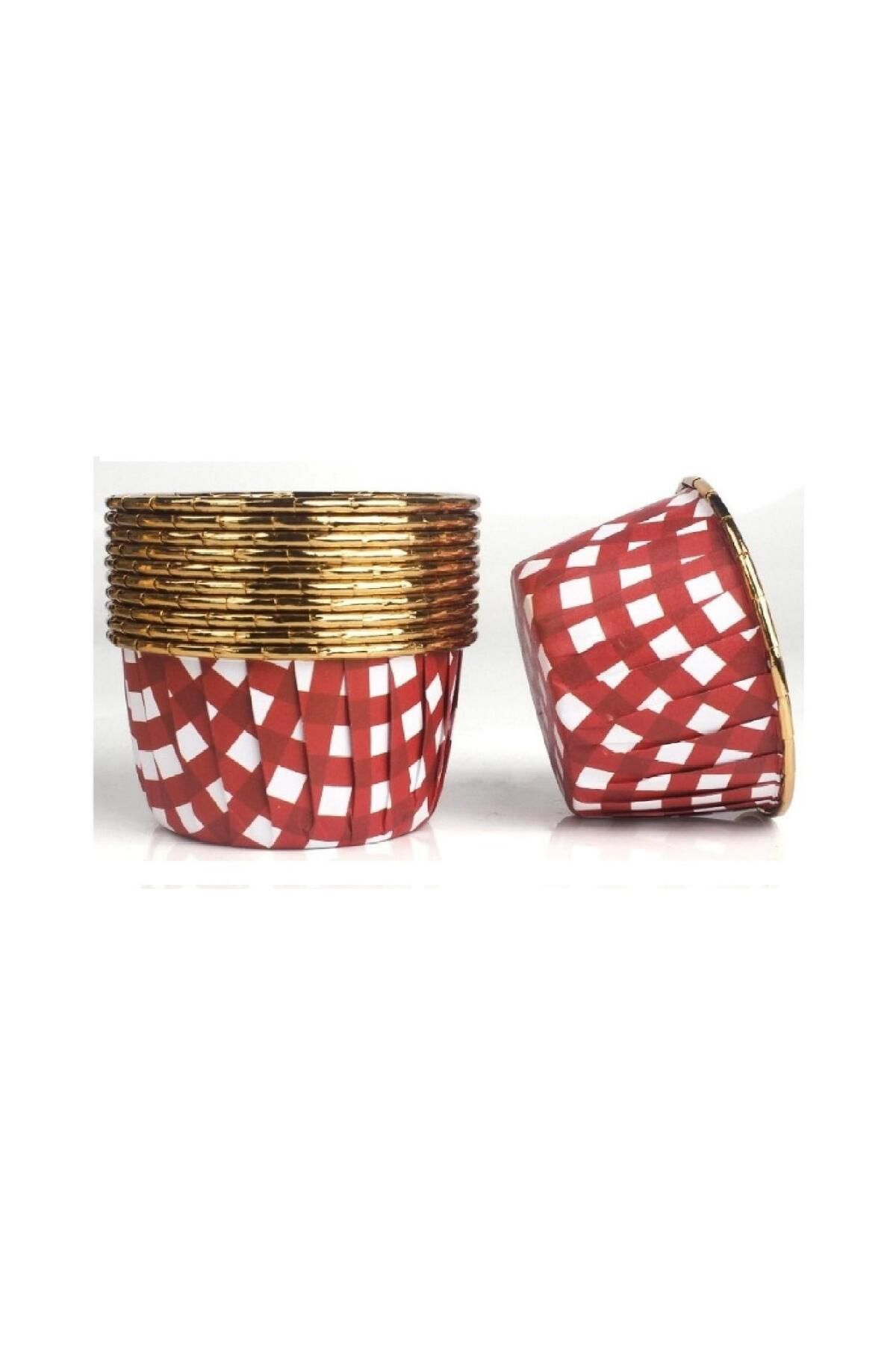 Dolphin-Muffin Paper Cardboard Gold Red Cupcake Cake Mold Capsule Container - 1 Pack of 25 Pieces 2