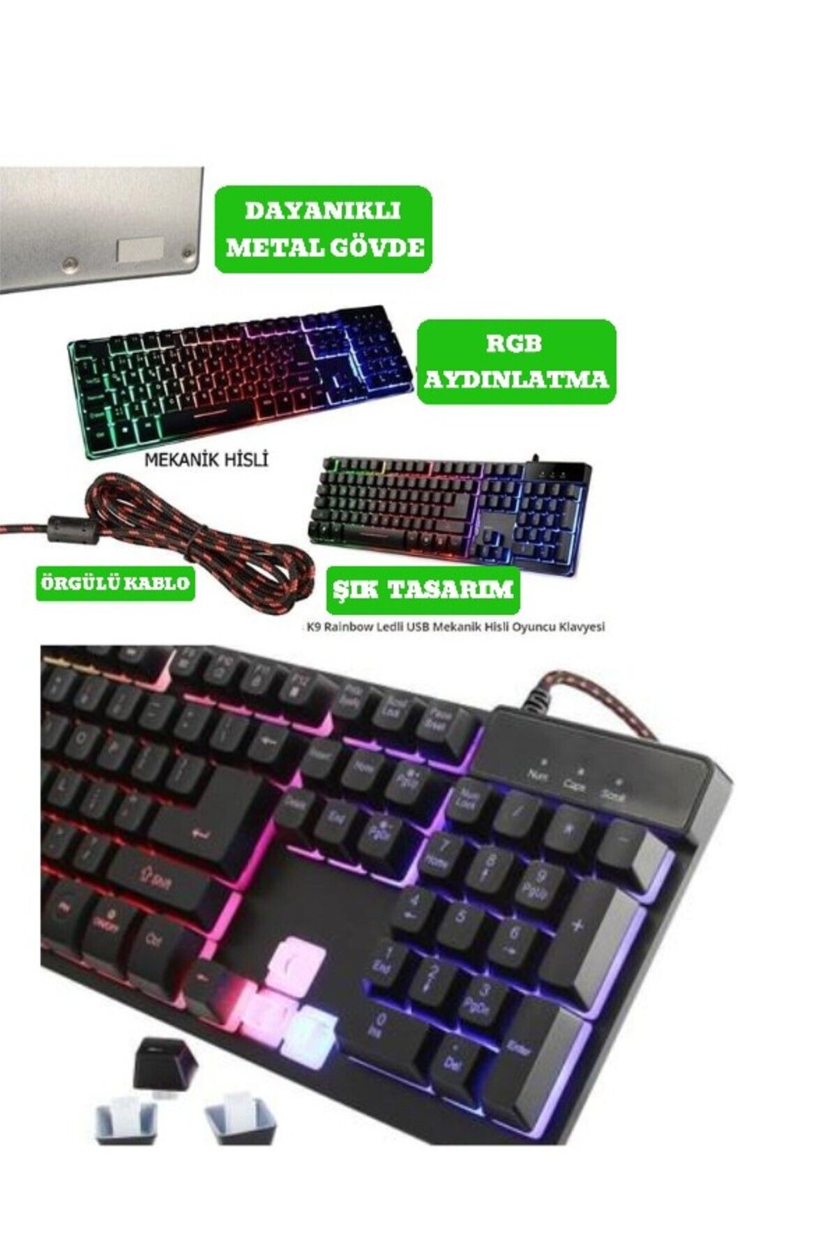 teknokulis kyb01 Aydınlatmalı Mekanik Hisli Oyuncu Gaming RGB Klavye