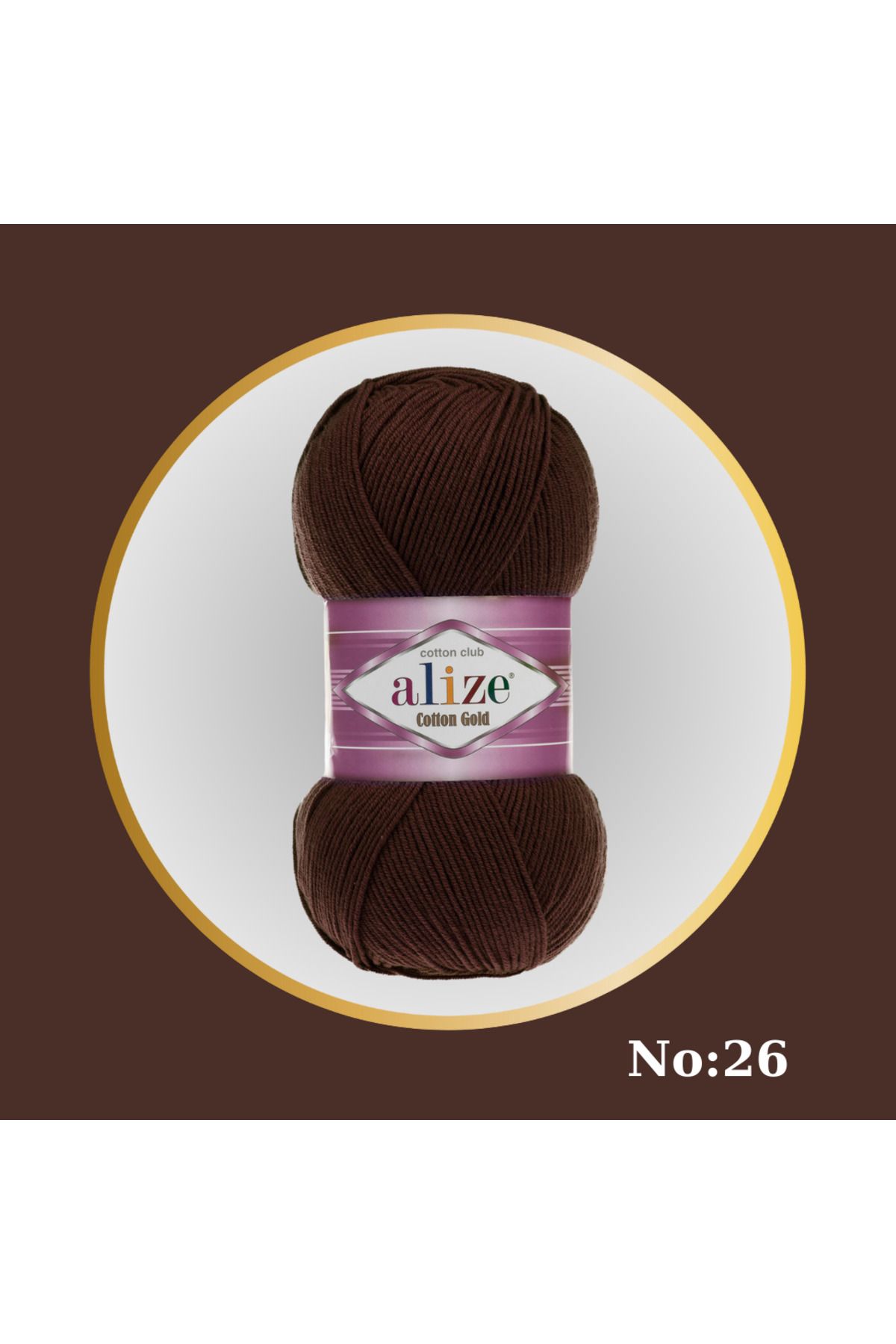 Alize Cotton Gold El Örgü İpliği 1-Adet Renk Kodu:26-Kahverengi 100 gr - 330 m