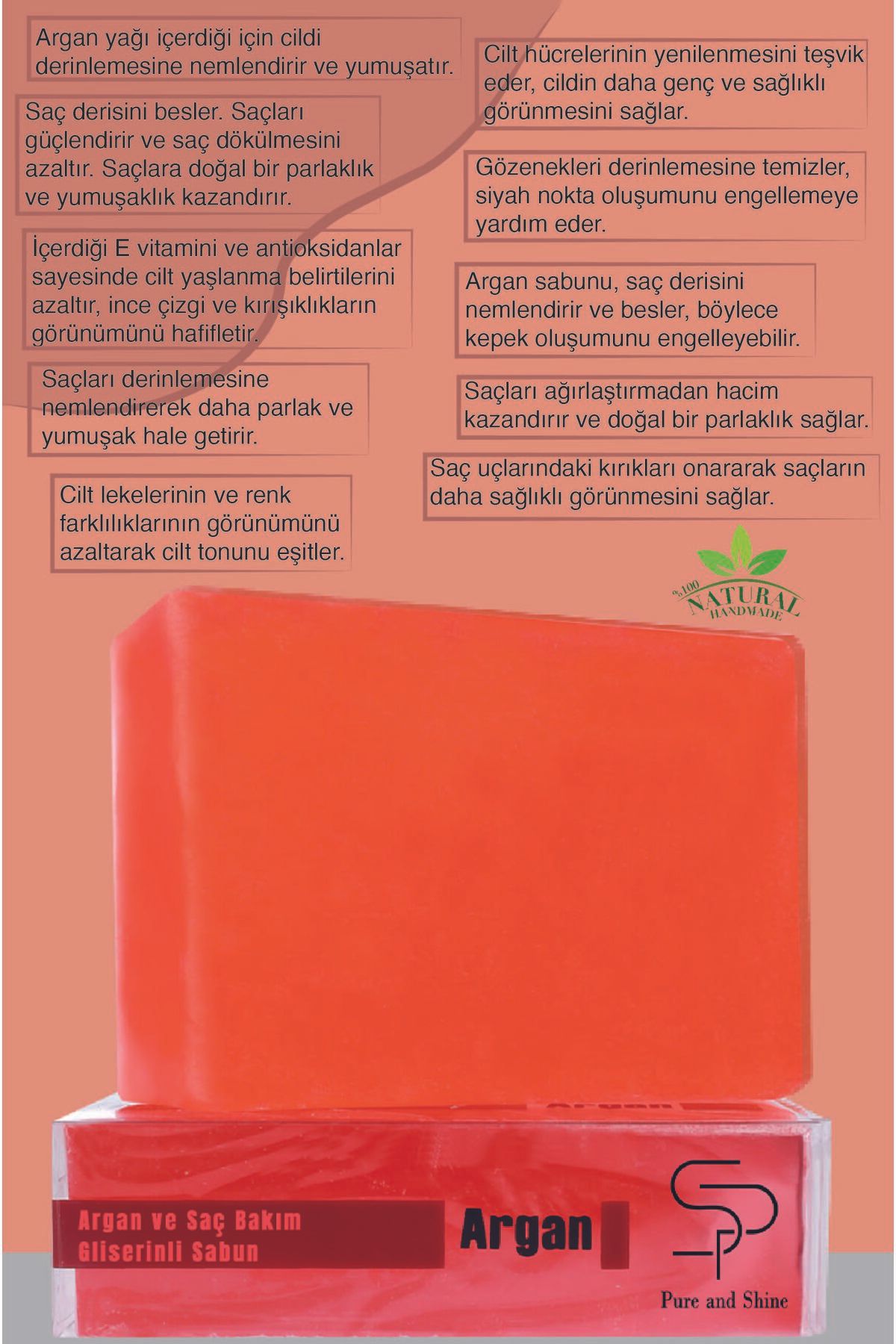 Pureandshine ARGAN VE SAÇ BAKIM GLİSERİNLİ SABUN