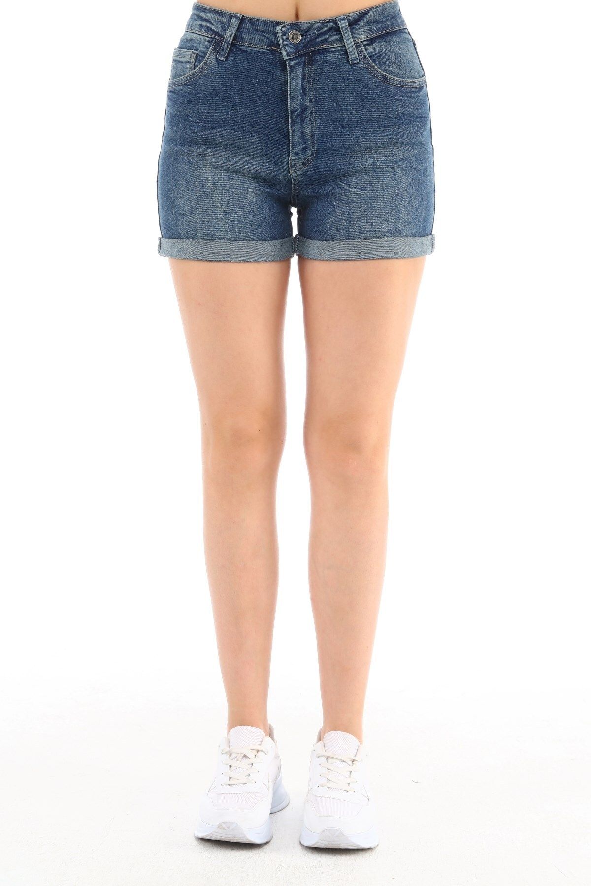 CEDY DENIM-High Waist Women's Mini Jean Denim Shorts - Double Leg C604 4