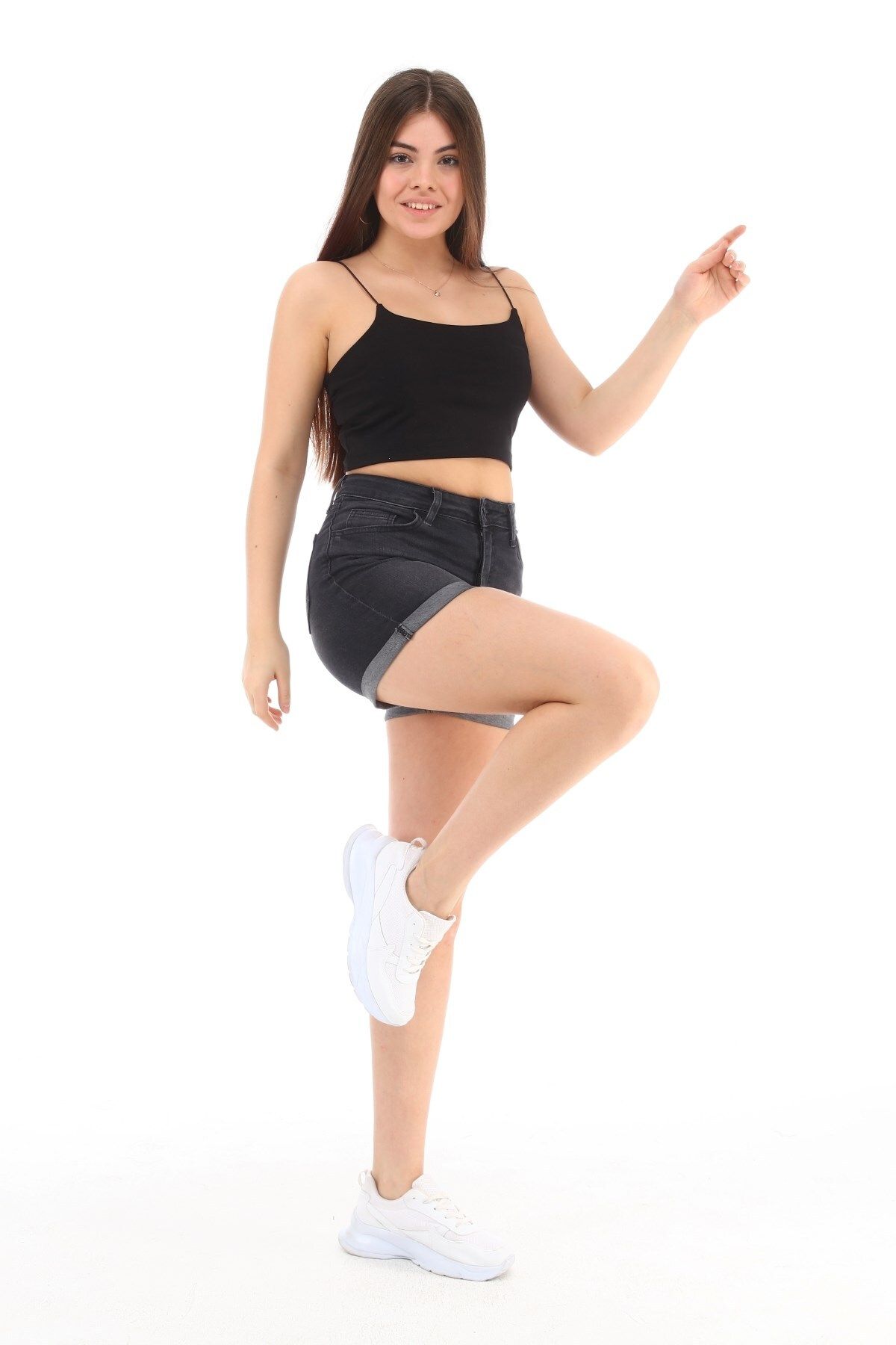 CEDY DENIM-High Waist Women's Mini Jean Denim Shorts - Double Leg C604 2