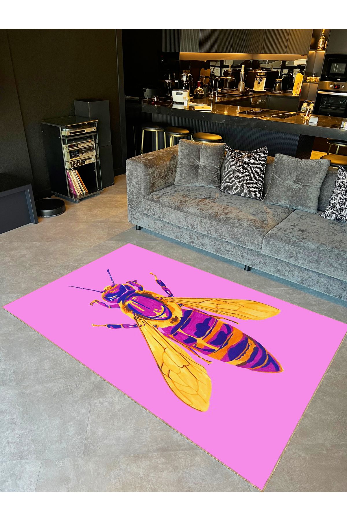 Rugs Modern Halı Güneş Koleksiyonu Pembe Mor Sarı Detaylı Sinek Desenli Dokuma Taban Modern Dekoratif Halı güneş42