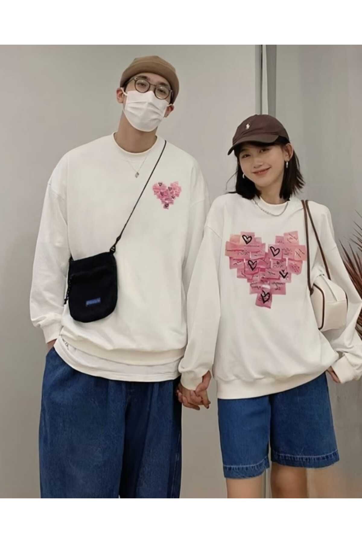 WOODROFFE 2 Li Harajuku Style Çift Sevgili Kombinleri Couple Clothing Yeni Sezon (Adet Fiyat)