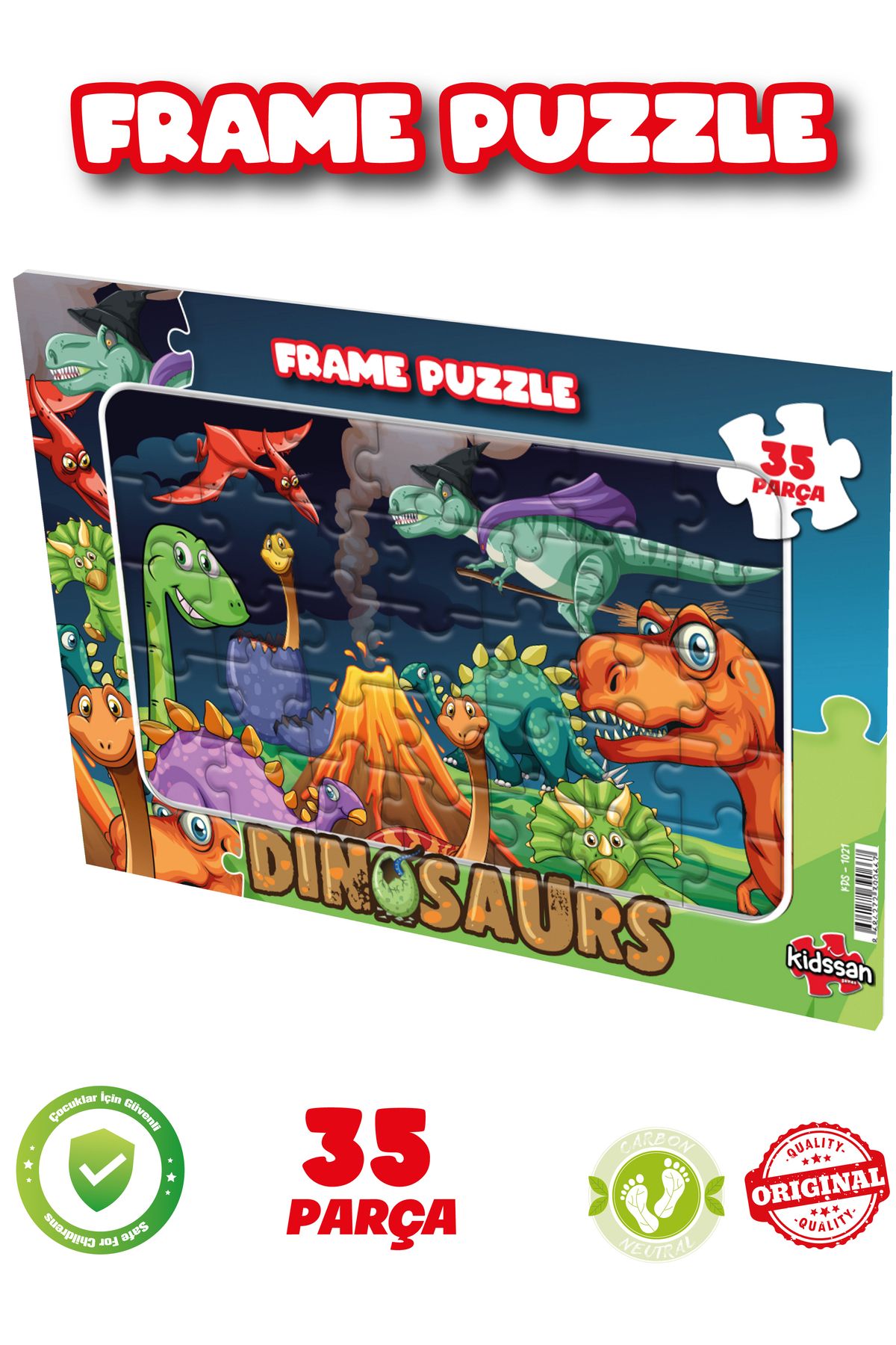 kidssan games FRAME PUZZLE 35 PARÇA ÇOCUK OYUNCAĞI DİNAZOR AİLESİ PUZZLE EĞİTİCİ MONTESORİ