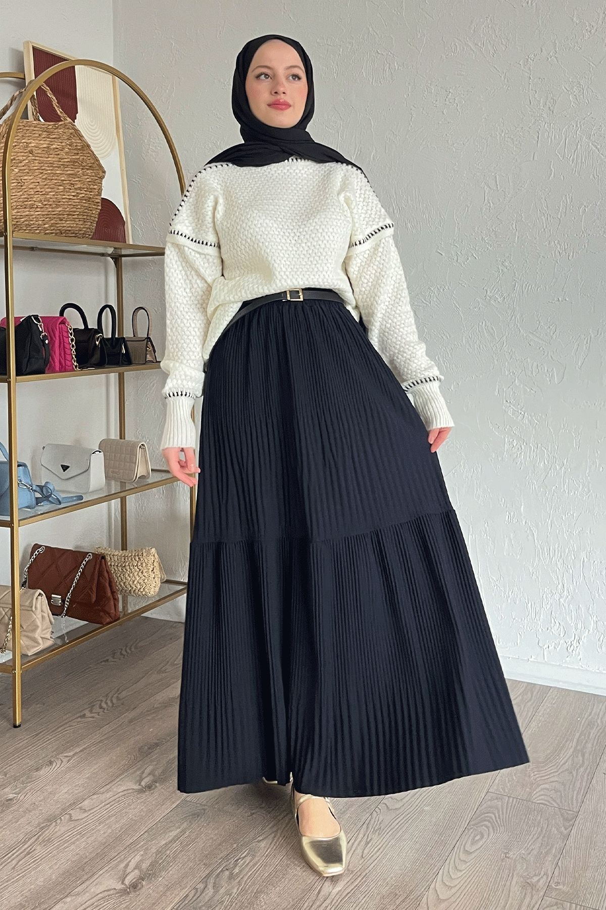 دامن پوشیده چند رنگ زنانه CREP SPEP اورجینال InStyle