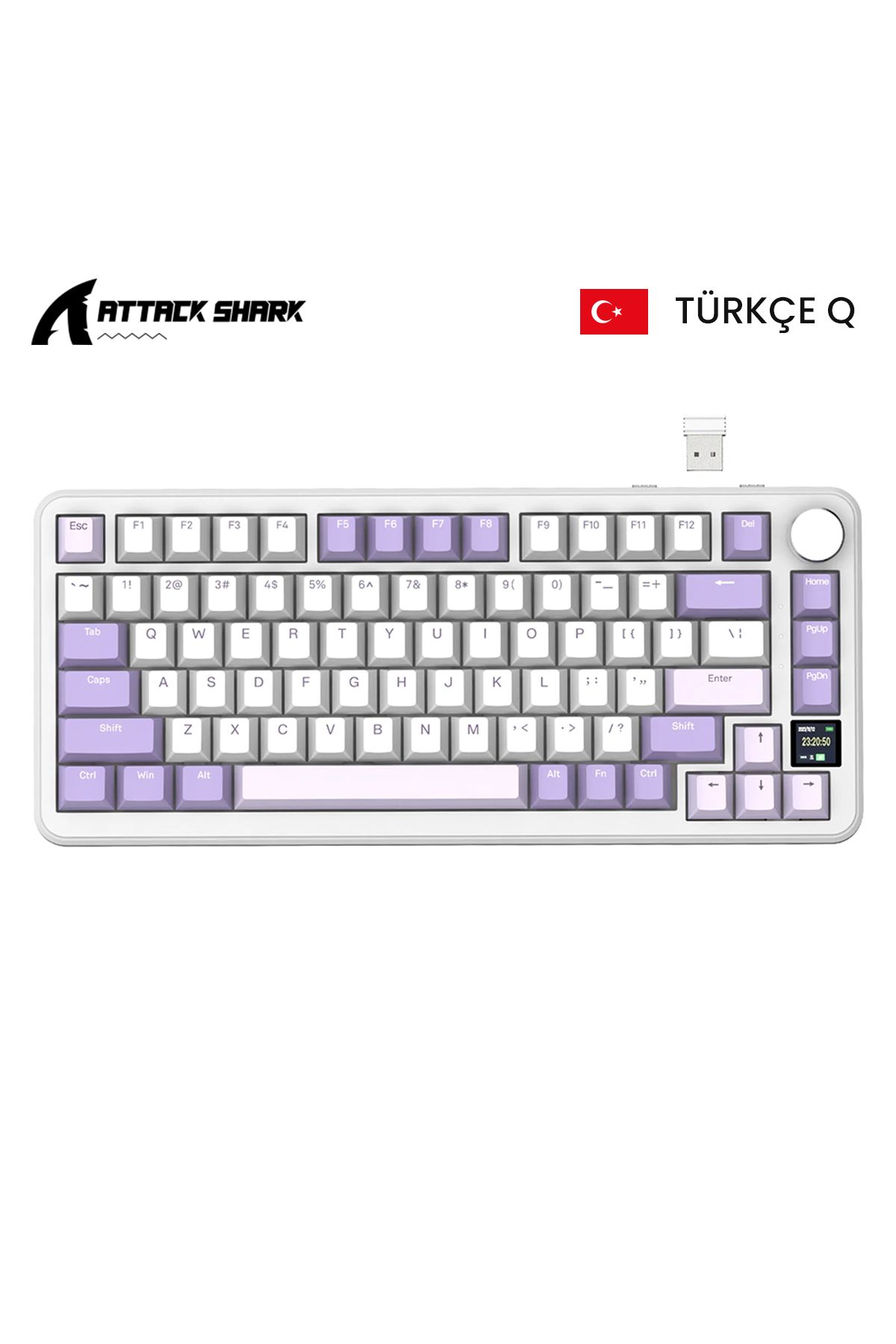 Meyer Gaming Attack Shark X85 PRO 2.4G Wireles/Bluetooth/USBC TriMode Gasket Kablosuz RGB Mekanik Klavye TÜRKÇE Q