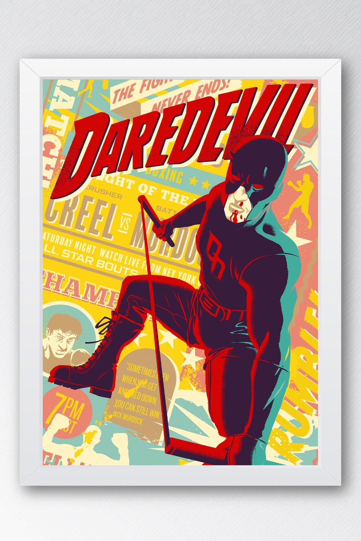 Saturn Daredevil Çerçeveli Tablo - Marvel Çizgi Roman Tasarımlı Poster Tablo