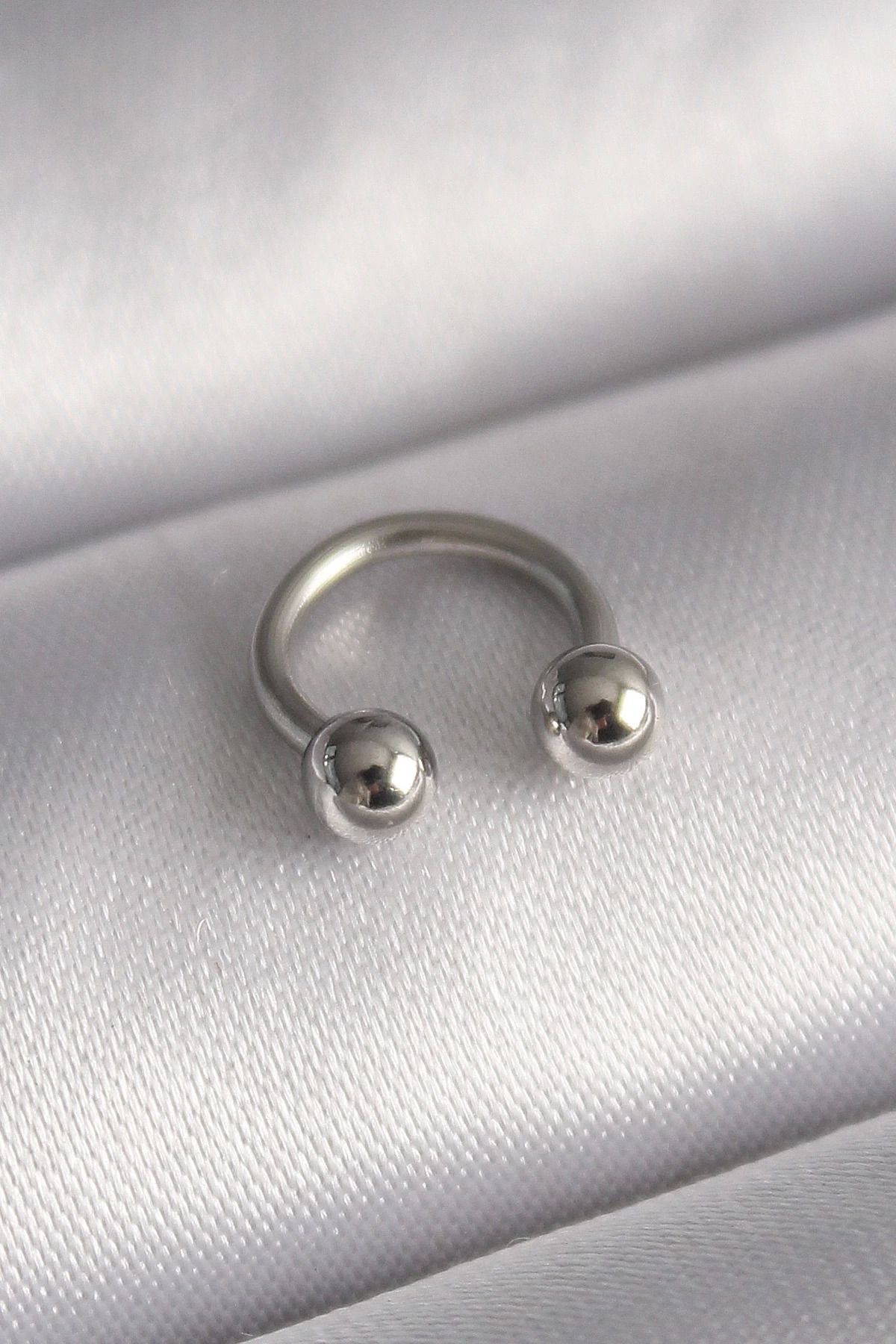 Ekince 316L Çelik Gümüş Renk Halka Model Topçuk Piercing