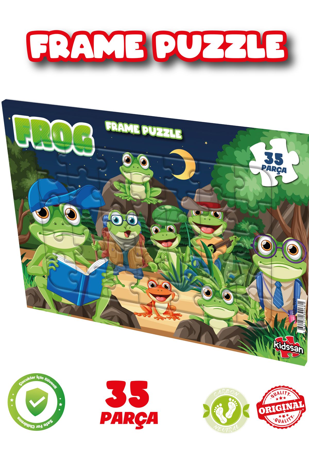 kidssan games FRAME PUZZLE 35 PARÇA ÇOCUK OYUNCAĞI KURBAĞA PUZZLE EĞİTİCİ MONTESORİ