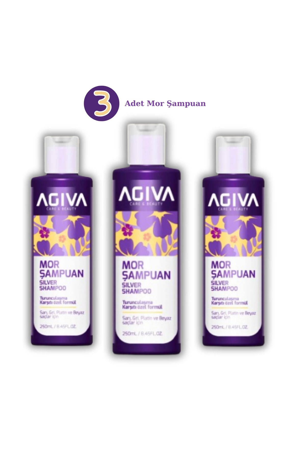 Agiva Mor Şampuan Turunculaşma Karşıtı 250 ml 3 Adet