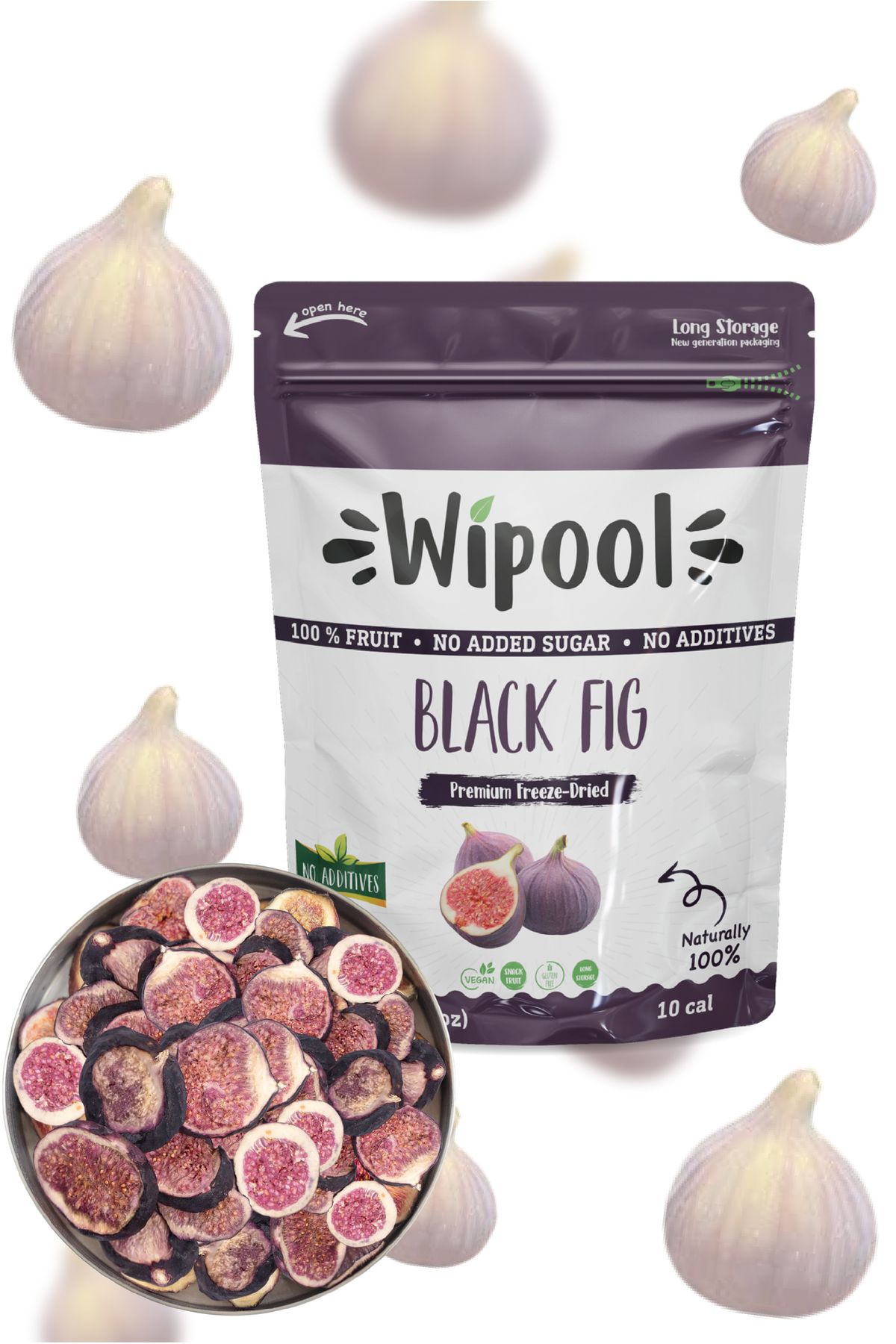 wipool organic discover the healthy life Wipool Dondurularak Kurutulmuş Siyah İncir 3'lü Paket - Freeze Dried Meyve