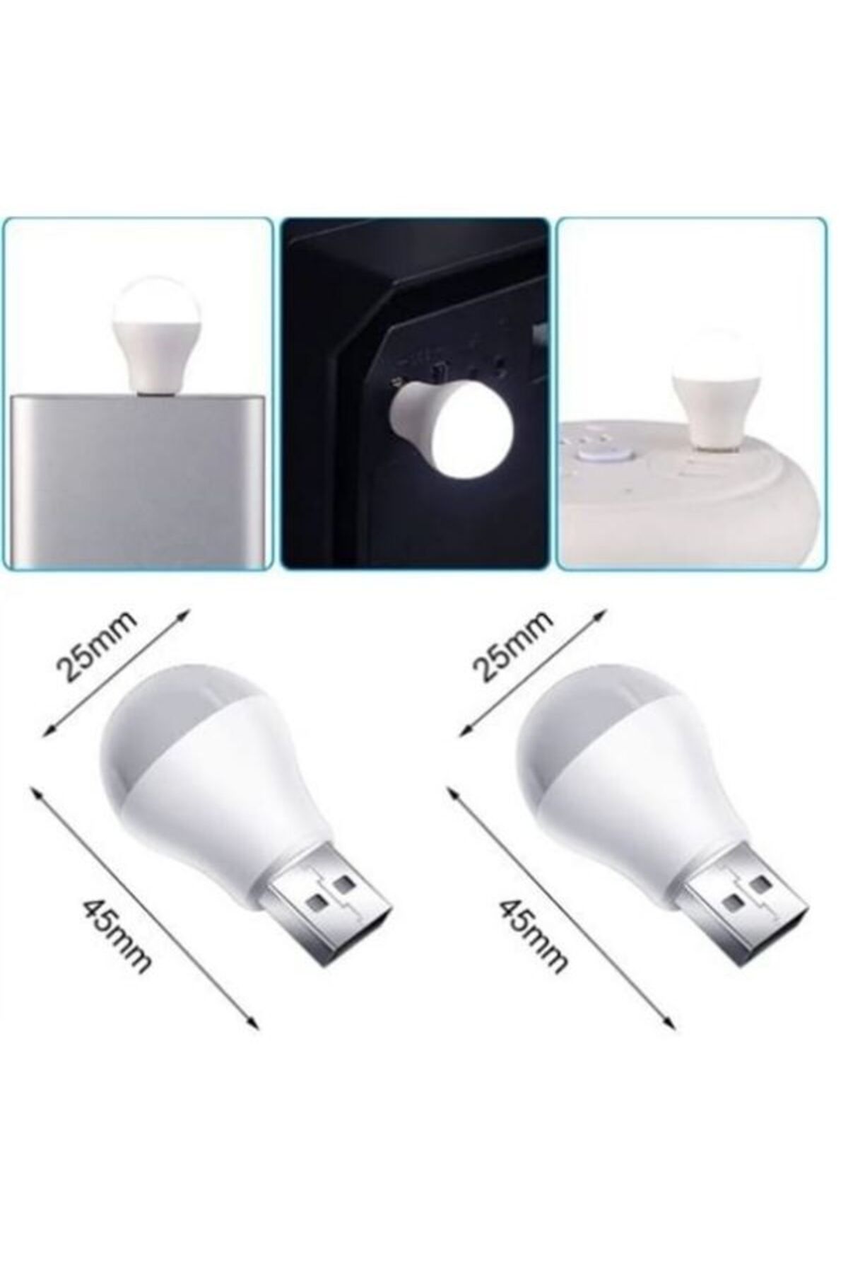 KdrElektronik Tüm Usb Girişleri Ile Uyumlu Ampul Tasarımlı Mini Usb Led Işık - Gece Lambası 2 Adet Lambası