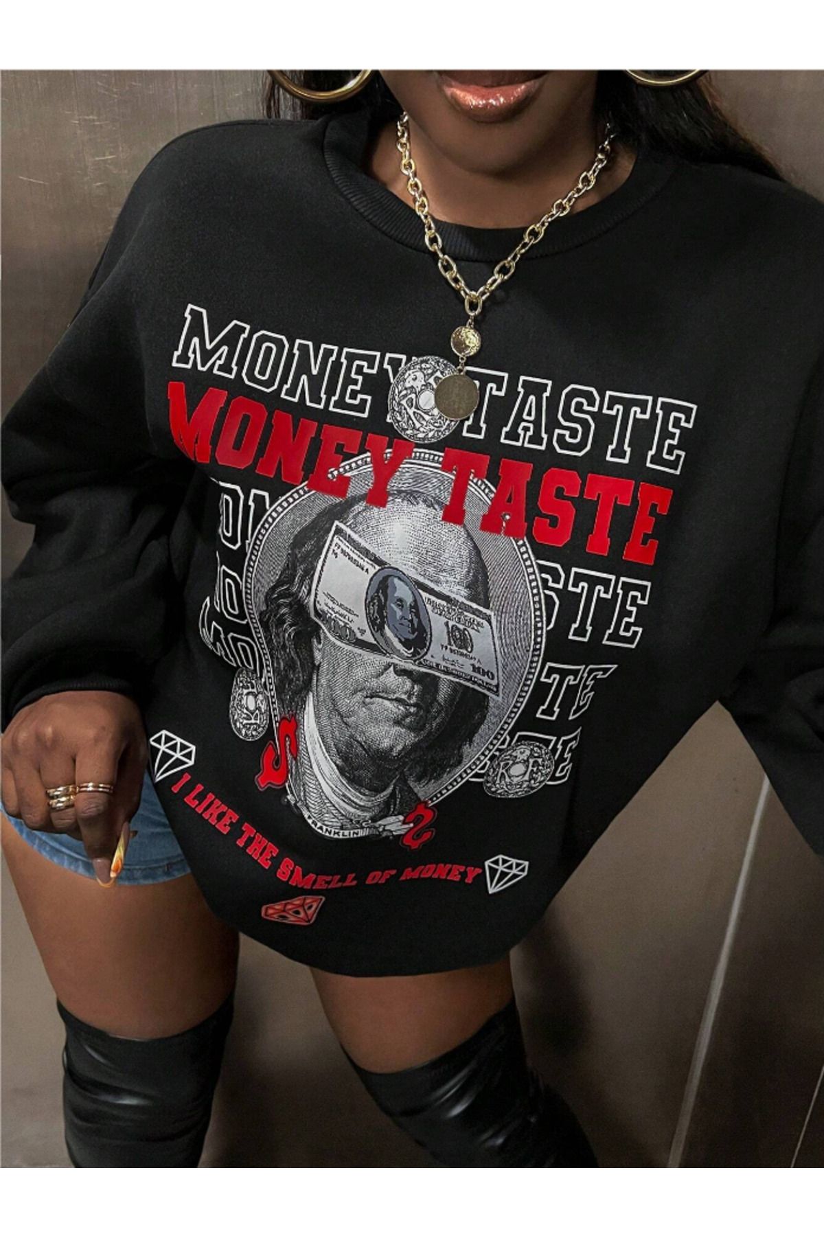 Marco Fresco Unisex Money Taste Baskılı Sweatshirt