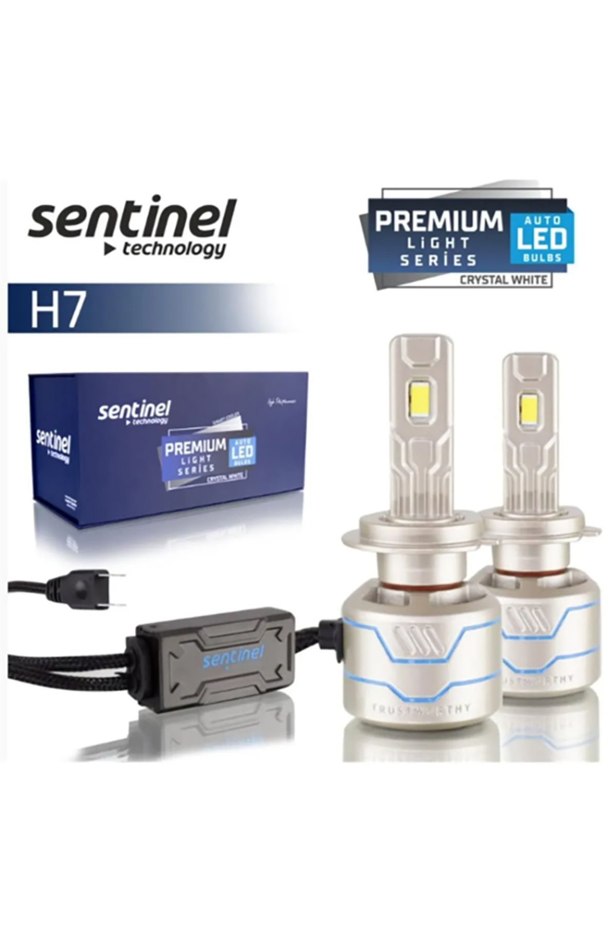 BTM OTOMOTİV Sentinel Premium Serisi H7 Led Xenon Far Ampul Takımı Kristal Beyaz 15.000 Lümen