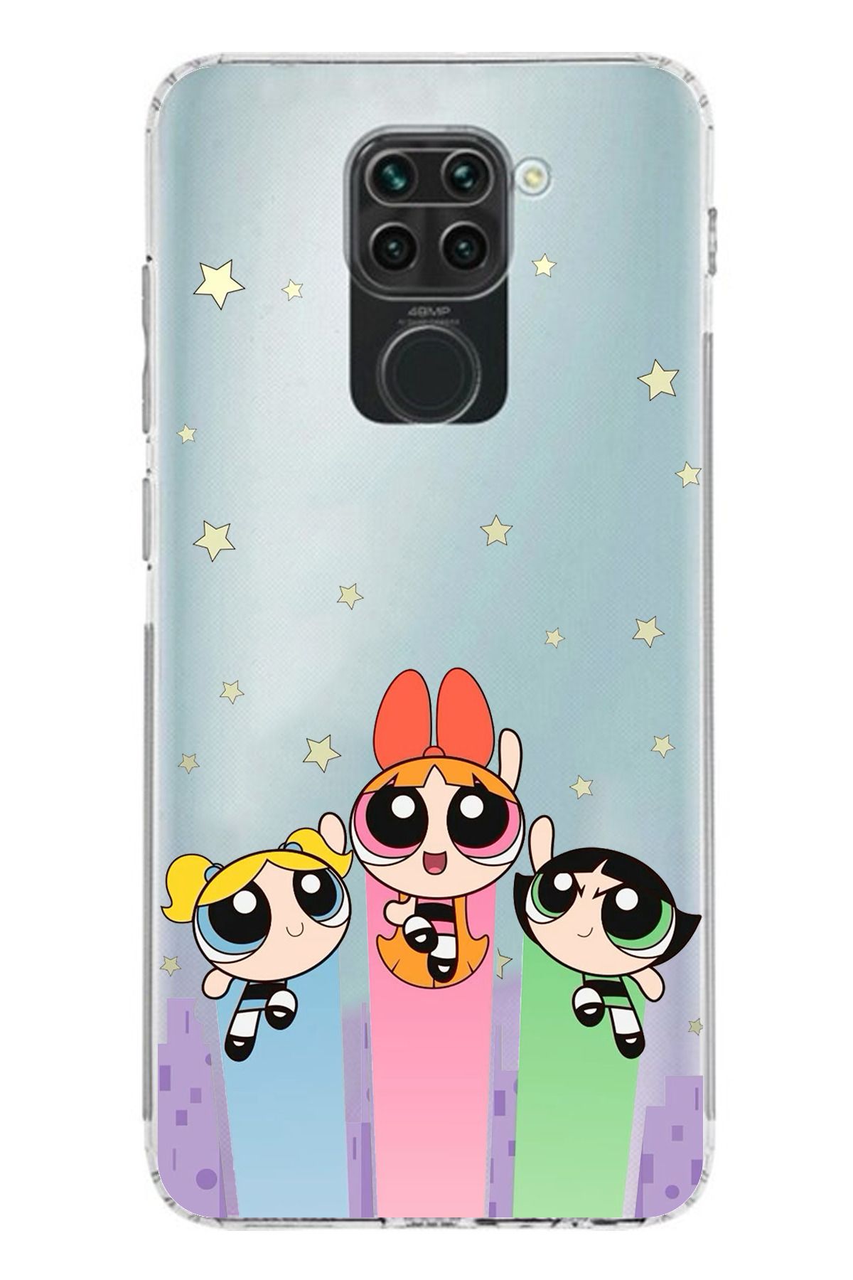 TechTree Redmi Note 9 Uyumlu Powerpuff Girls Tasarımlı Şeffaf Silikon Kılıf