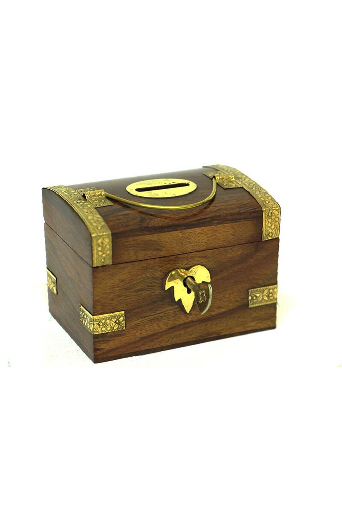Mnk-4'' Wooden Locked Crate Piggy Bank 1