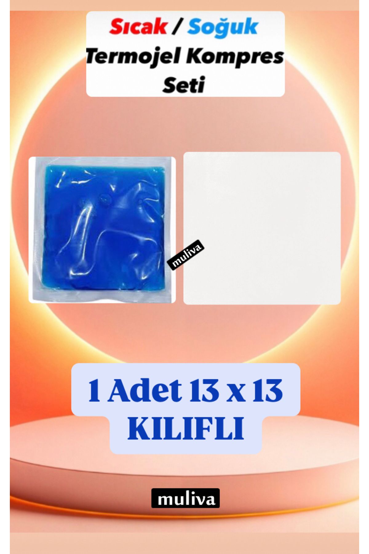 muliva # 1 Adet KILIFLI 13x13 Cm Cold Pack Sıcak Soğuk Termo Jel Kompres Buz Jel Termojel bp (NO:20)