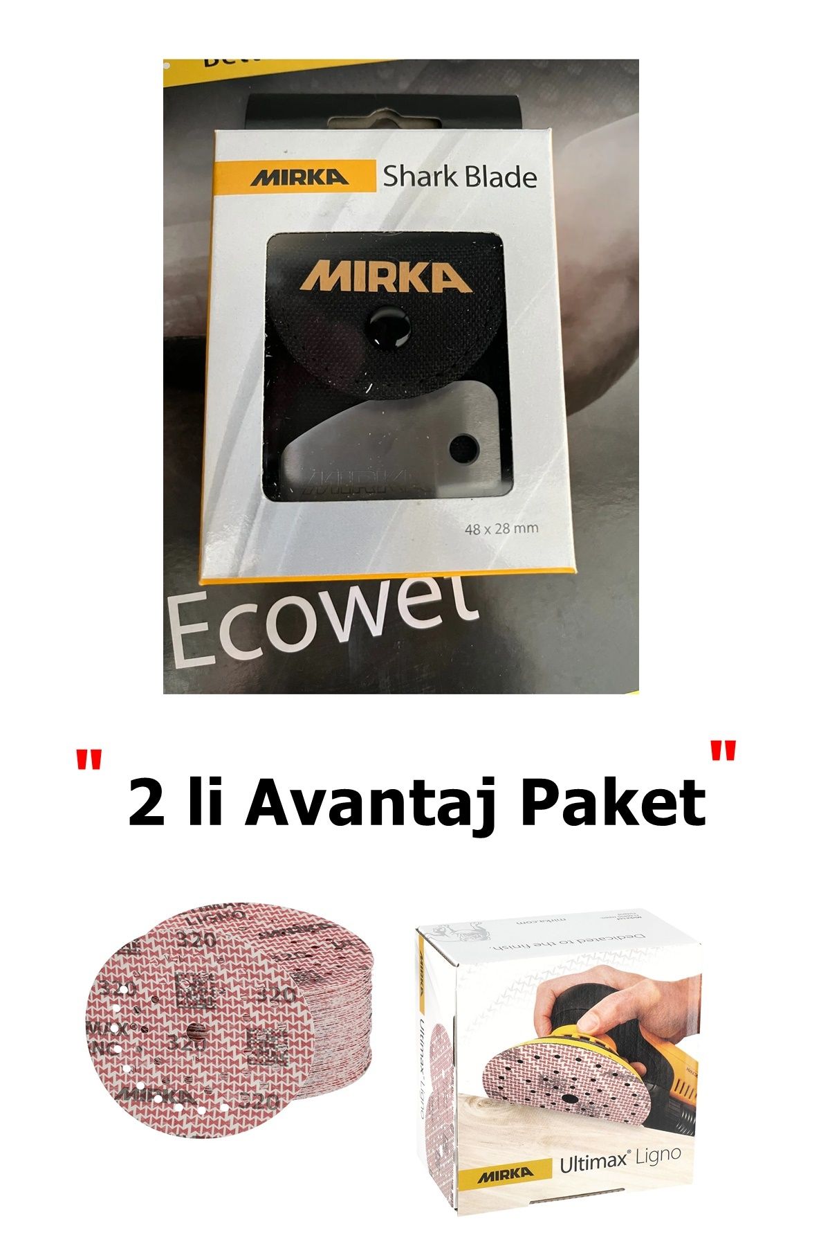 MİRKA Mirka Shark Blade Akıntı Bıçağı + Ultimax P320 Kum Zımpara 2 li Avantaj Set