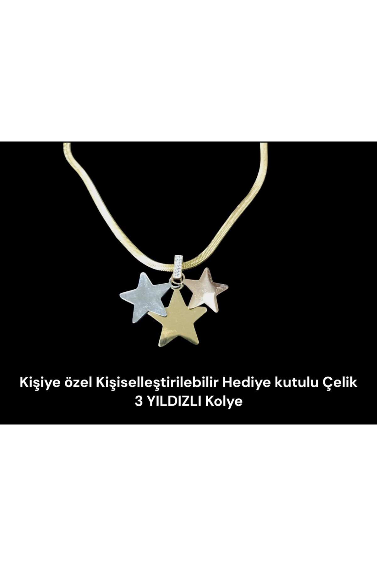 MK butik Kişiye özel Kişiselleştirilebilir Hediye kutulu Çelik  3lü model Kolye