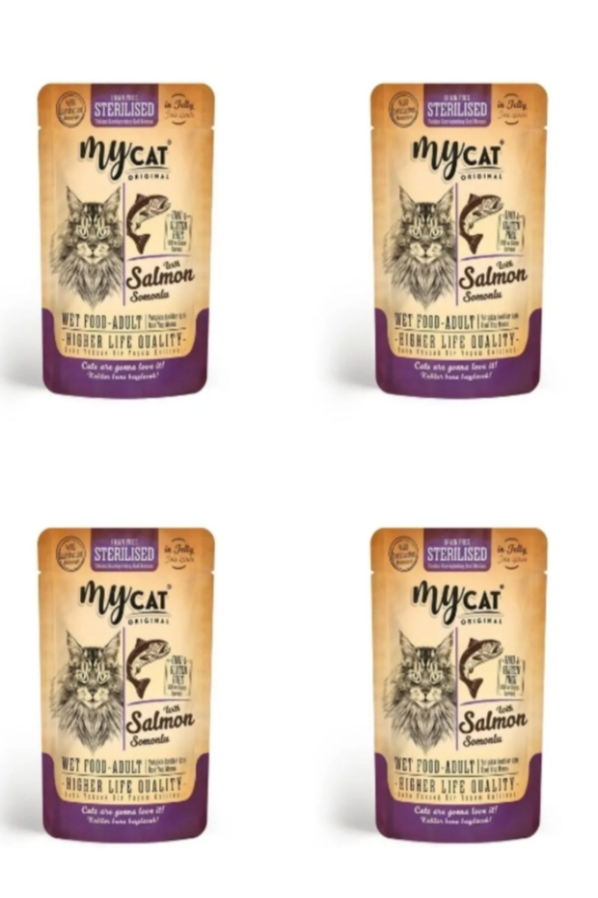 ENDO Mycat Somon Balıklı Kısır Kedi Pouch Yaş Mama X4 paket 85gr