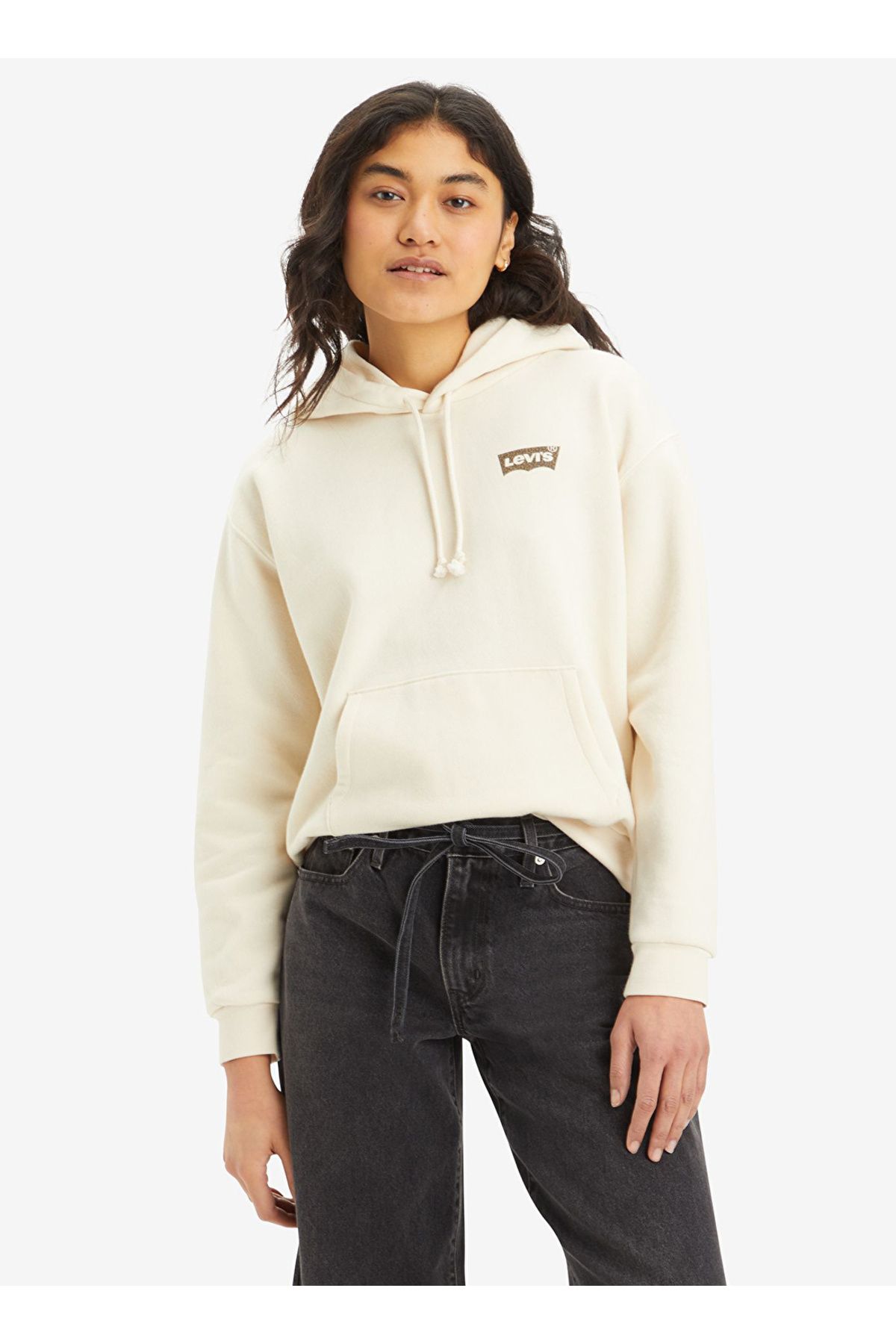 Levi's Levis Bej Kadın Kapüşon Normal Baskılı Sweatshirt GRAPHIC EVERYDAY HOODI